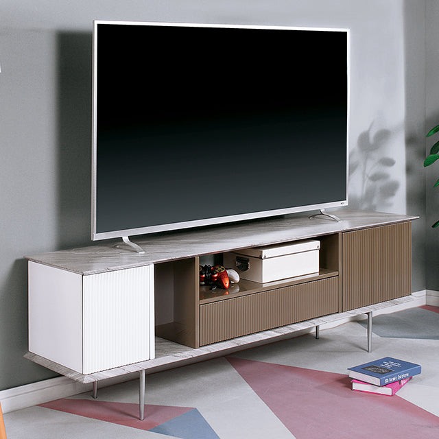 BLAIR 70  TV Console, White/Champagne/Gray