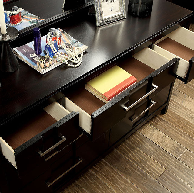 Berenice Espresso Night Stand White, Gray, & Espresso