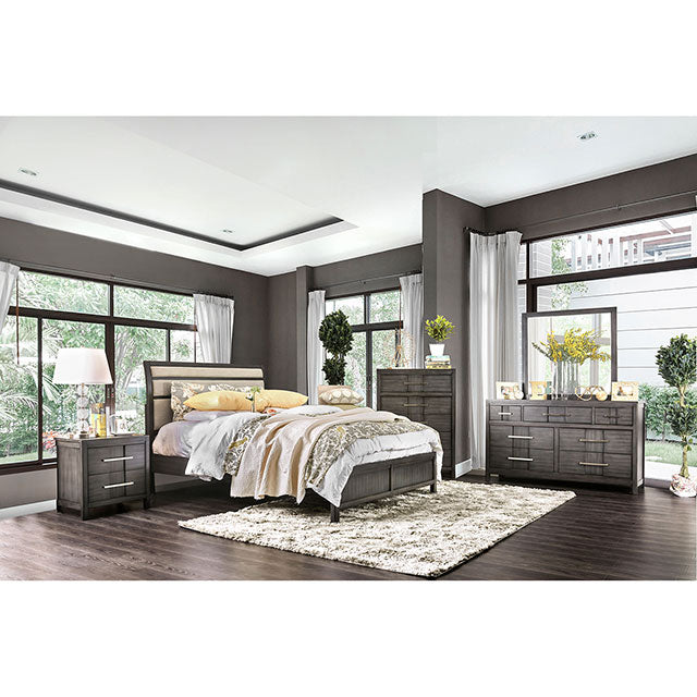 Berenice Espresso Night Stand White, Gray, & Espresso