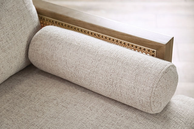 ALESUND Loveseat, Beige/Light Oak, Natural & Brown