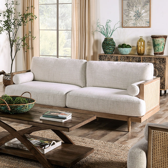 ALESUND Sofa, Beige/Light Oak, Natural & Brown