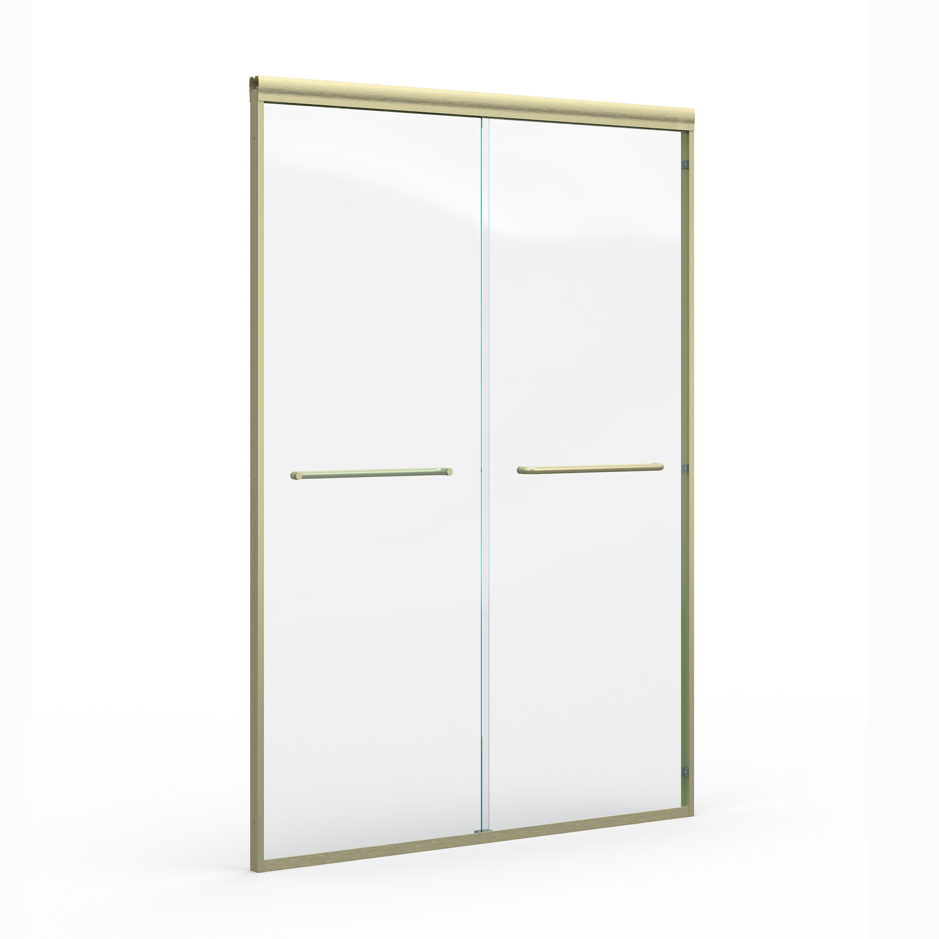 44" - 48" W x 72" H Double Sliding Shower Door, Semi-frameless Bathroom Sliding Door with 1/4" (6mm) Tempered Glass for Walk-in Shower, Brushed Gold GF-24D03-48BGX