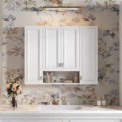 Modern Bathroom Cabinet with 5 Adjustable Shelves, Wall-Mounted Medicine Cabinet for Bathroom, Soft-Closing Hinges, Open Shelving Design