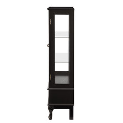 Lighted Curio Cabinet with Glass Doors and Adjustable Shelves 2 Door Wine Cabinet Display Curio Cabinet with LED Lights Light Black Finish and Drawer for Home Decor and Storage