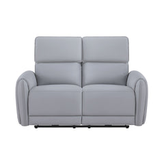 Jeromie Gray Synthetic Leather Power Motion Loveseat w/USB Port