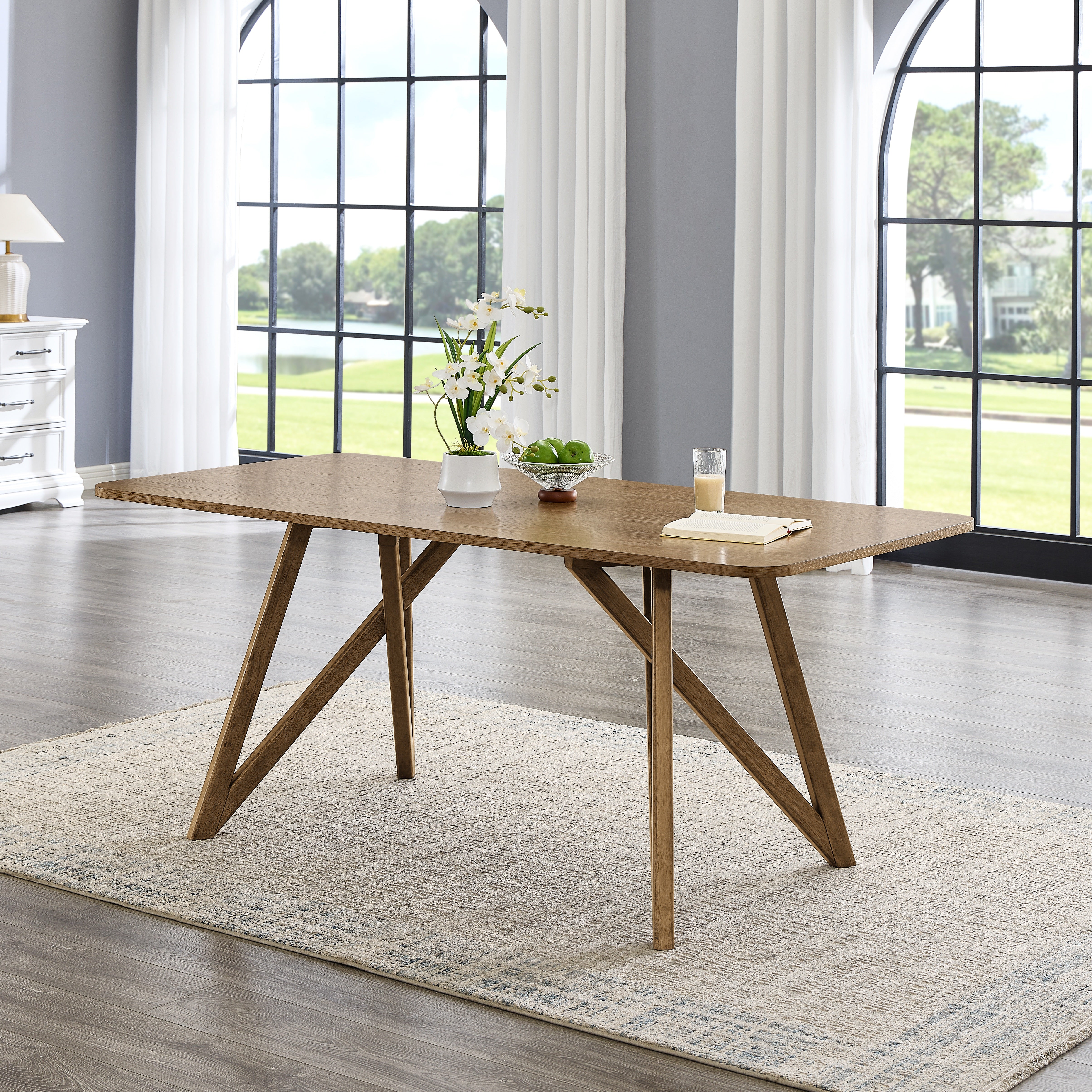 Avery 5-Piece Dining Set, Tripod-Cross Dining Table with 4 Stylish Chairs