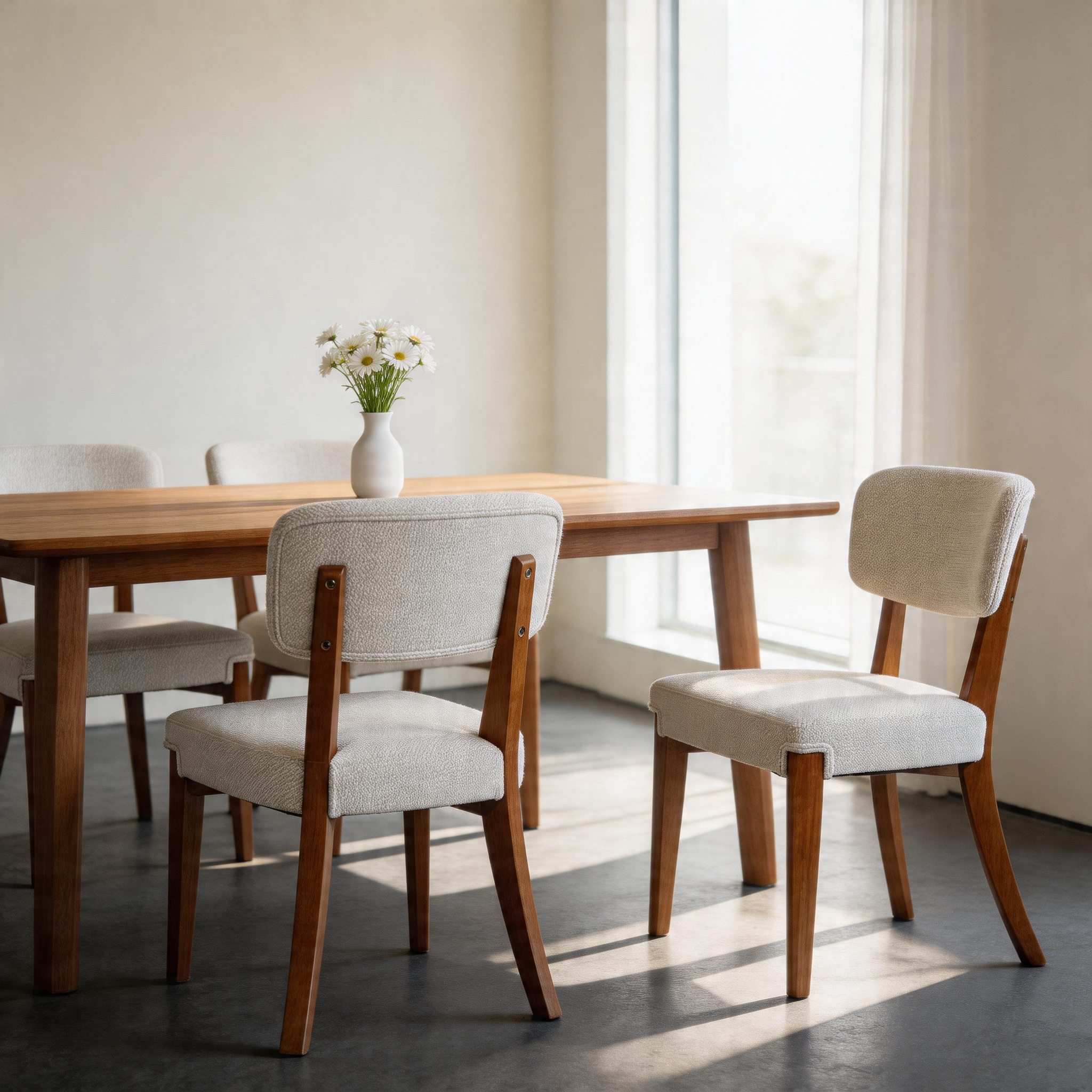 Modern Armless Dining Chairs Set of 2, Beige, Contemporary Side Chairs with Wood Legs - Versatile Accent Chairs for Dining Room, Kitchen, or Living Room