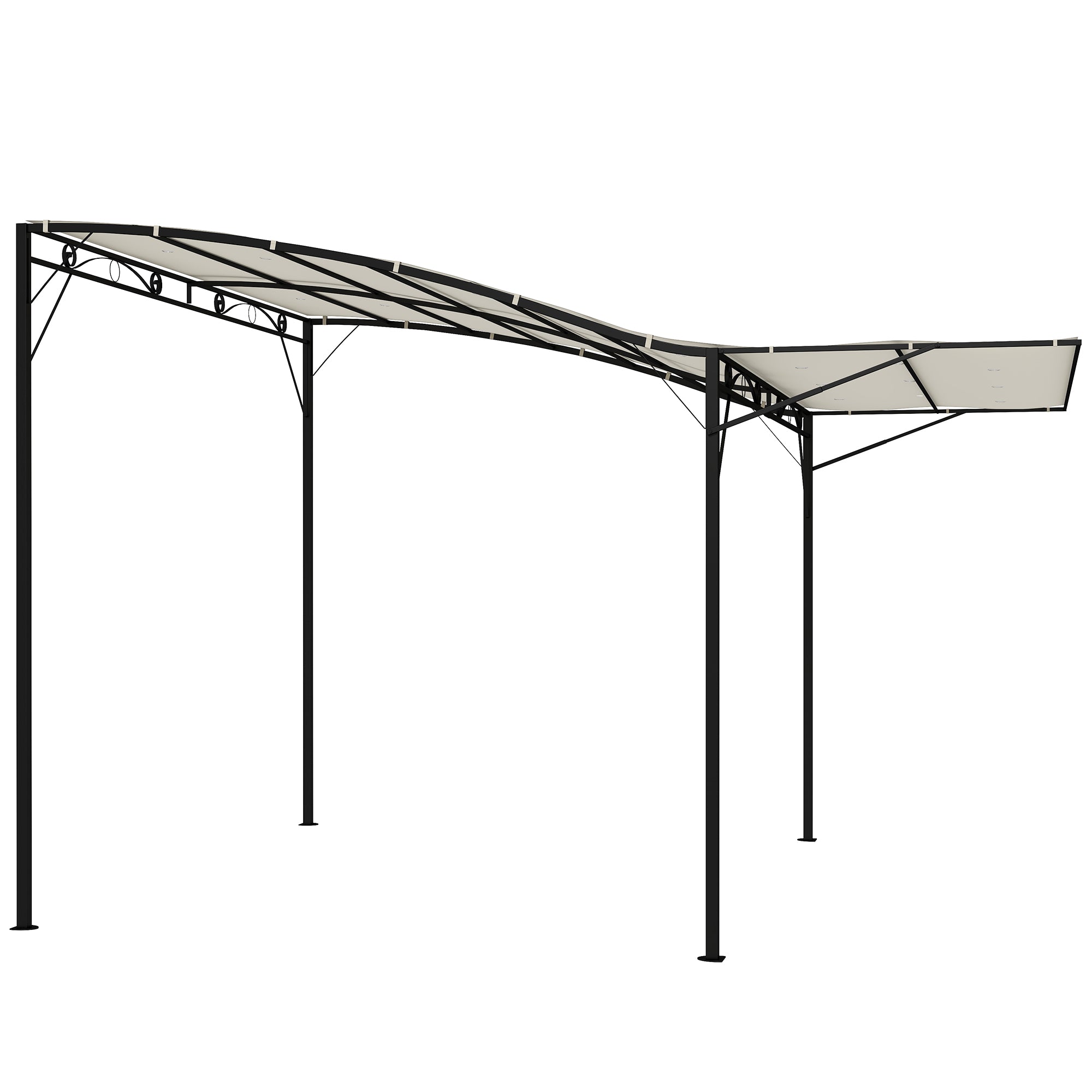 Outsunny 10' x 8' Outdoor Pergola and Patio Gazebo for Garden, Camper, Deck, Doors and Windows, Cream White