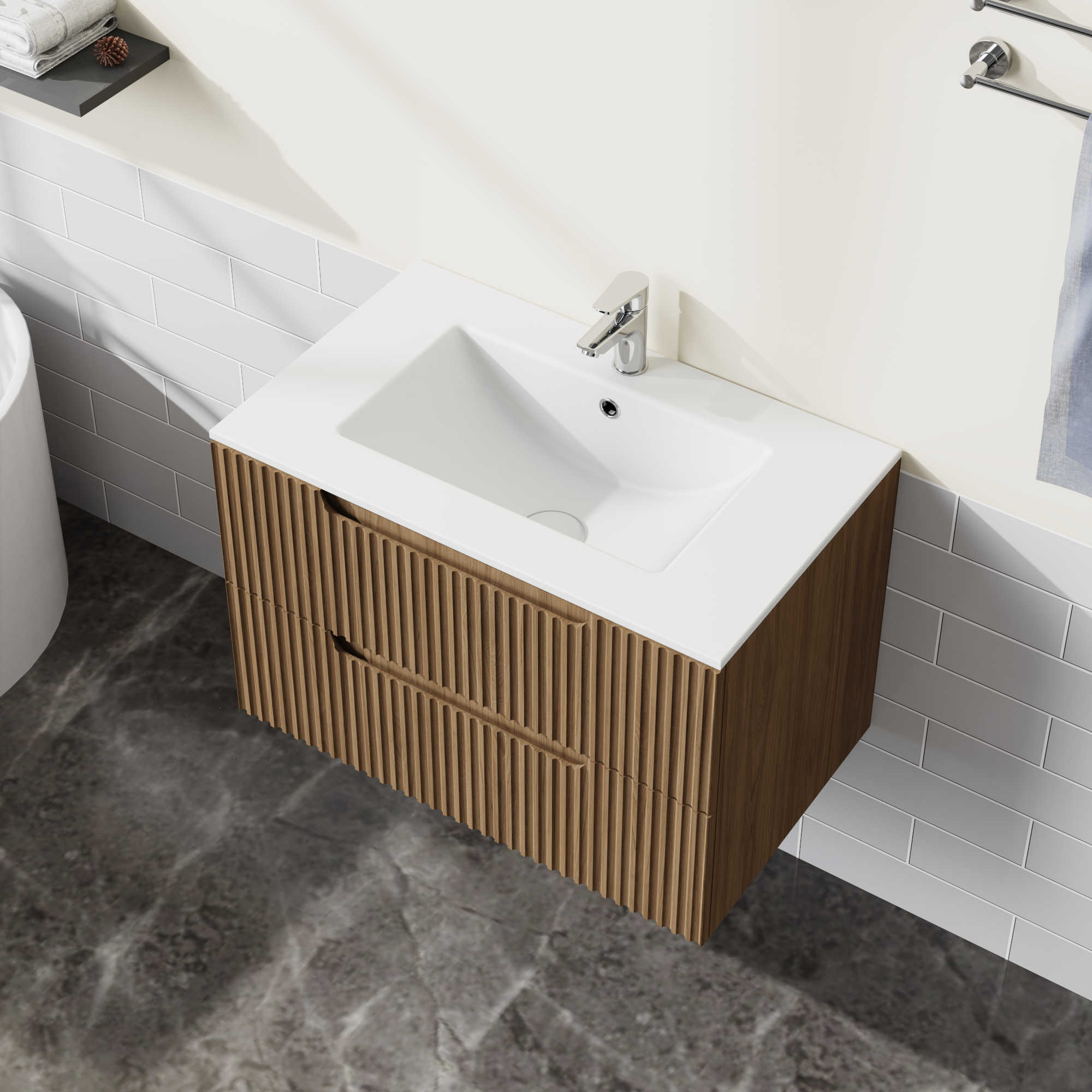 30 inch Undermount Ceramic Sink for Bathroom Vanity, White