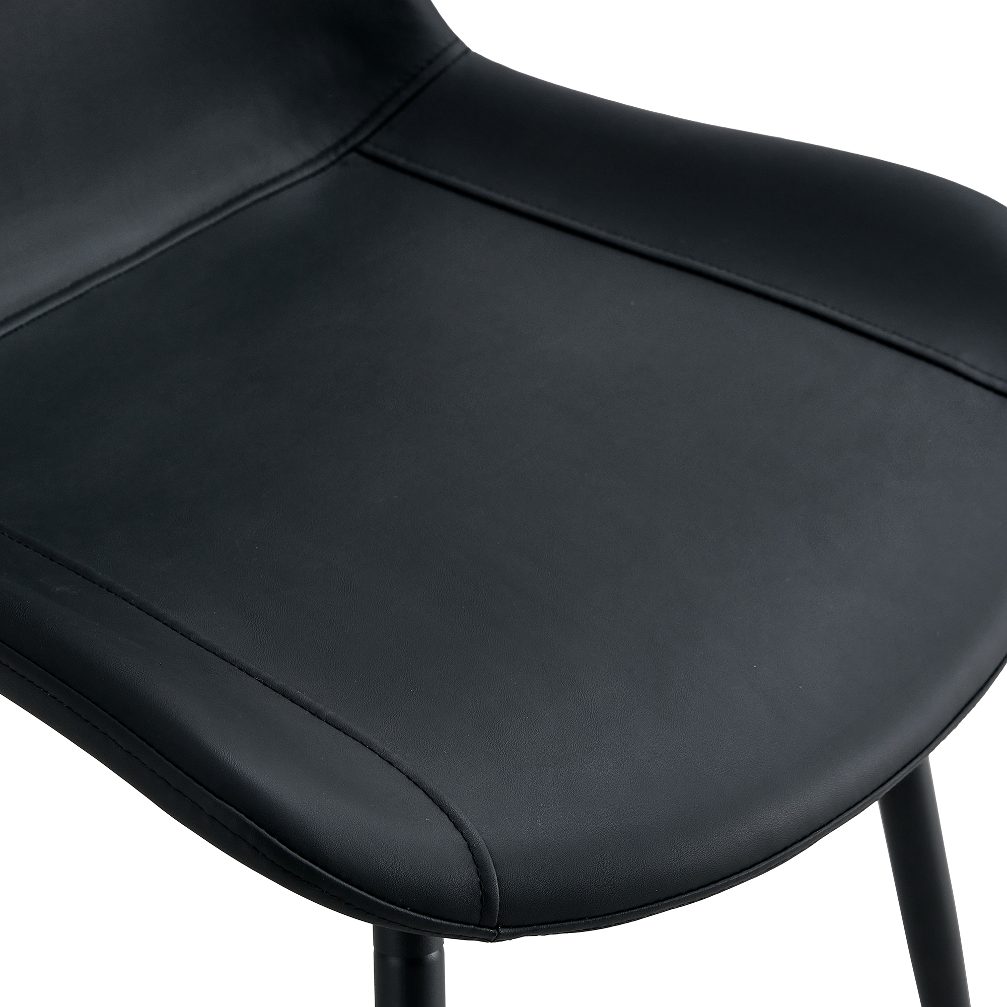 Table and chair set.42 inch modern minimalist white desktop round dining table set.Paired with 6 Black Artificial PU Chairs With Curved Widened Cushion Design. Suitable for dining rooms,office,etc.