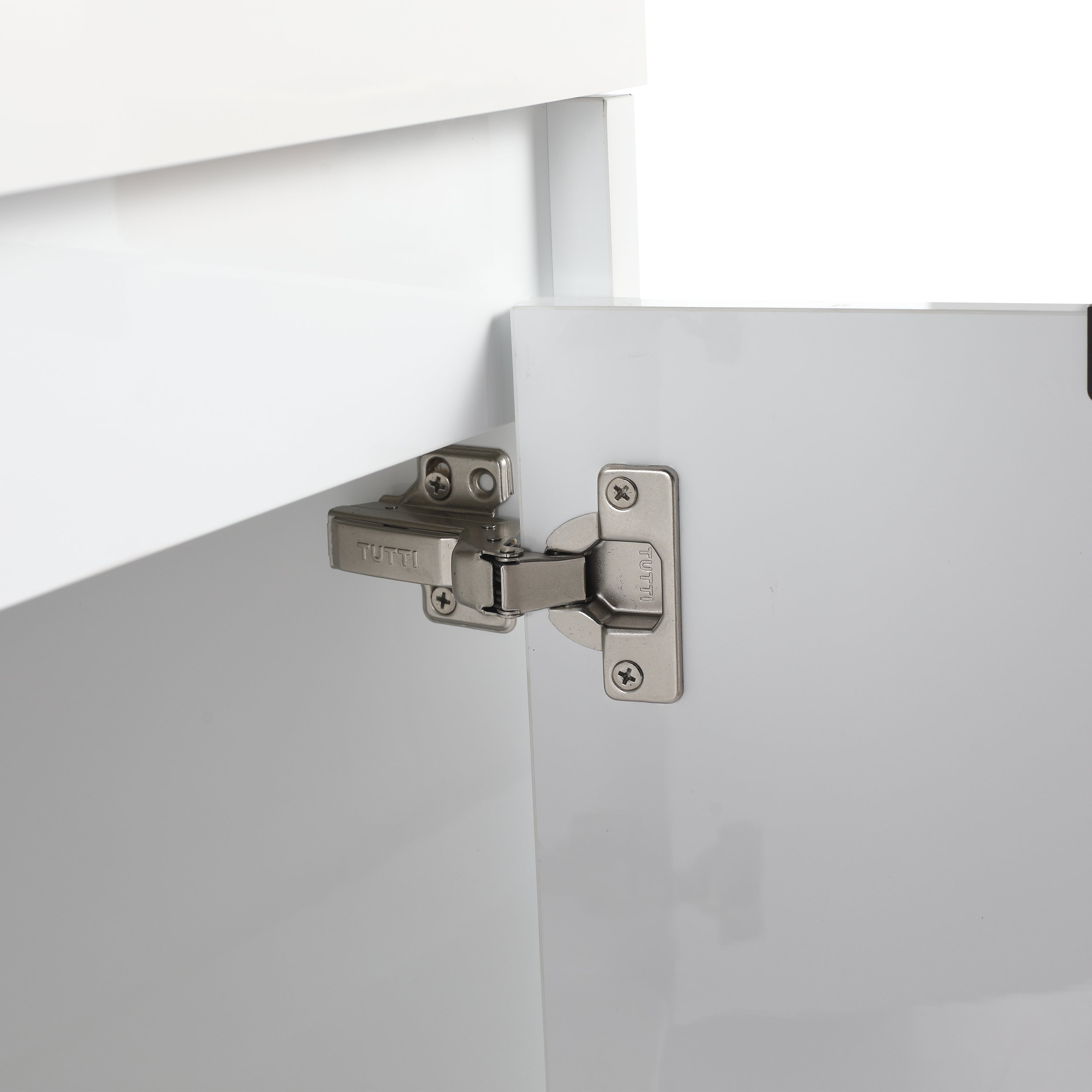 36" Bathroom Vanity With Resin Sink , 2-Soft Close Doors and 1-Side Cabinet, Float Mounting Design, Glossy White, Plywood(KD-Packing)