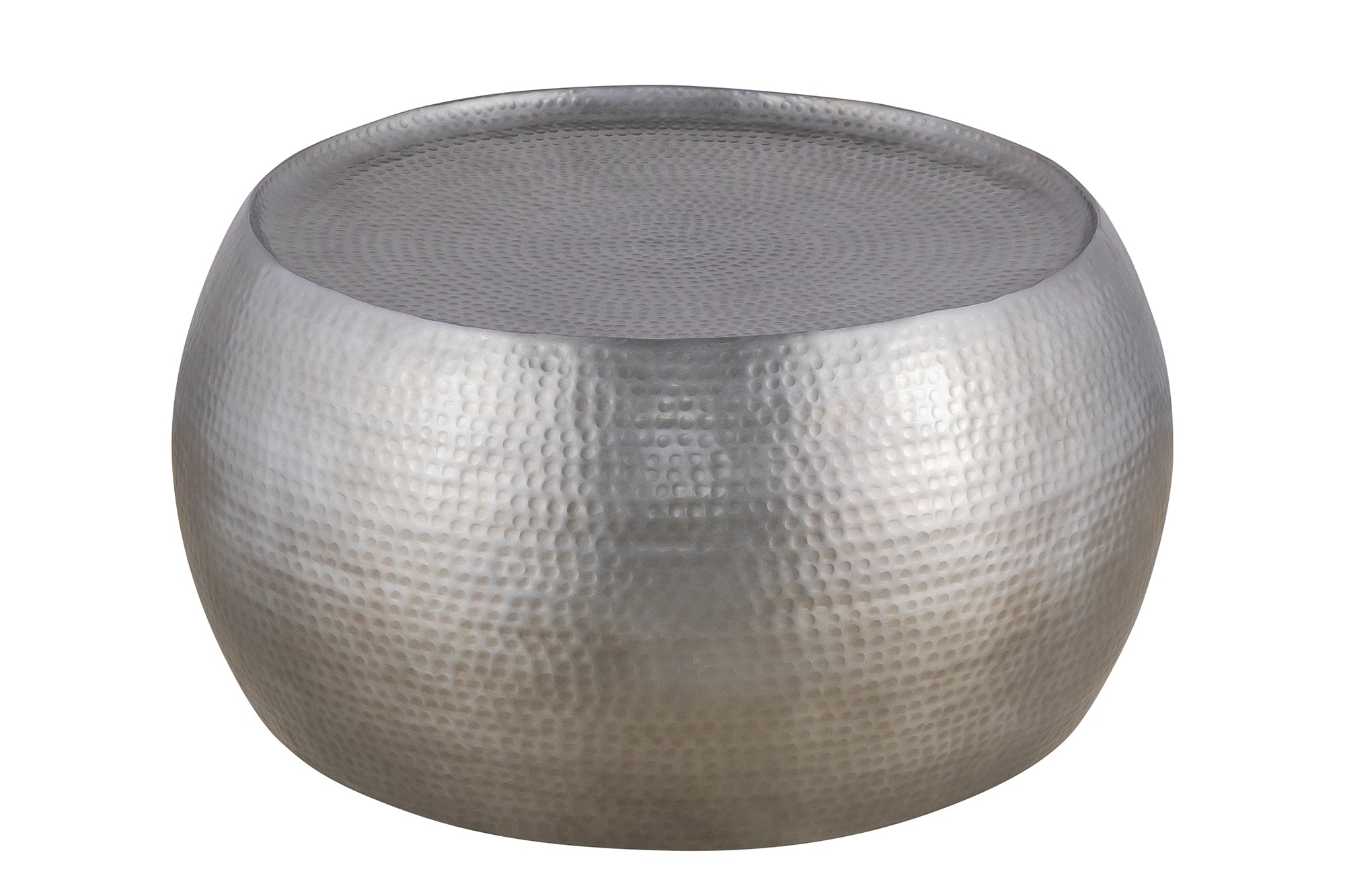 CT501 Modern Contemporary Round Aluminum material 32" Coffee Table, Farmhouse Table with Glossy Hand Hammered Design Antique Silver      same asG150108433  (NJ inventory)