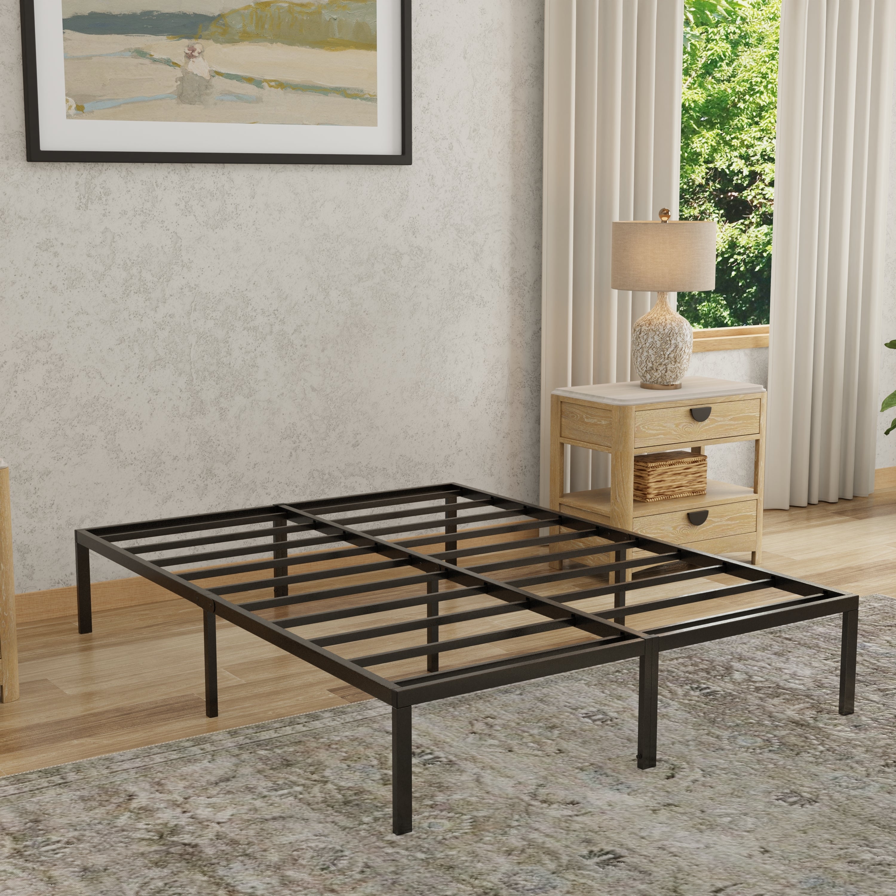 Modern King Steel Black Platform Foundation