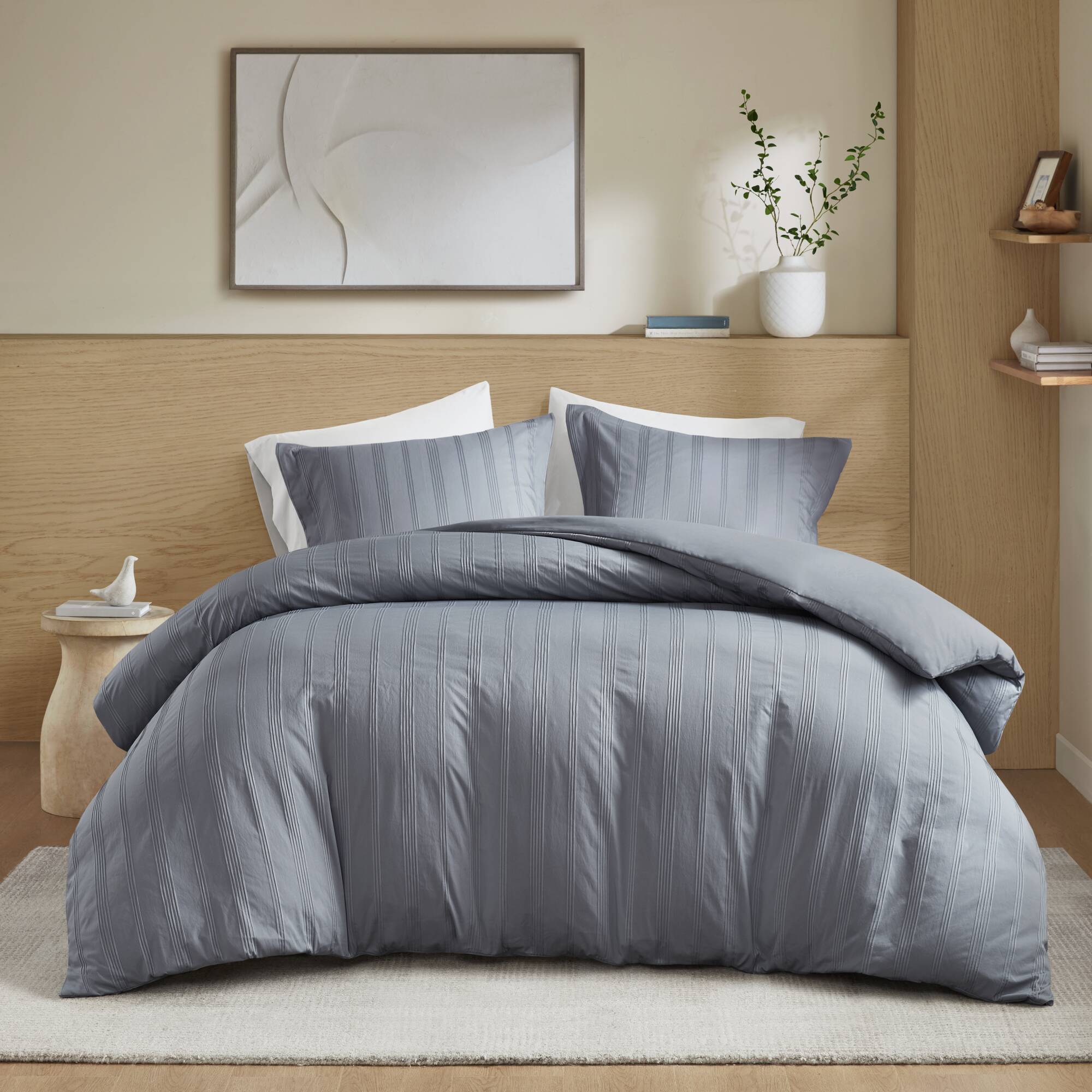 3-Piece Cal King Woven Striped Duvet Set