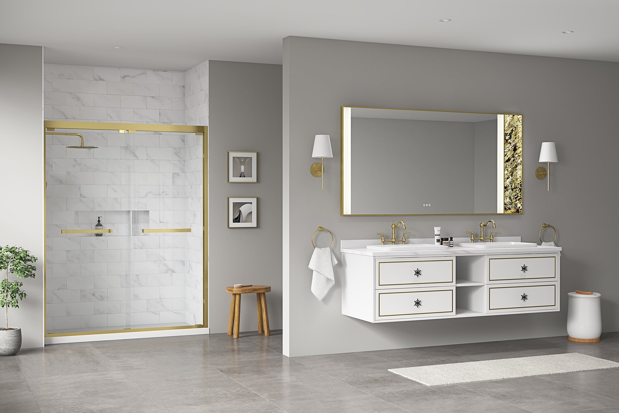 72" Wall Hung Bathroom Vanity Cabinet Fits Double Sinks, Cabinet Only (Countertop and Sinks Not Included)