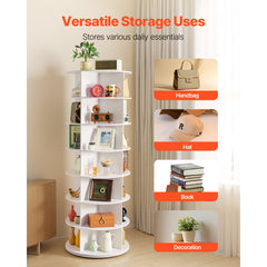 7 Tiers Rotating Shoe Rack Tower, 360° Spinning Shoe Rack, Revolving Storage Round Carousel Display, Freestanding Lazy Susan Organizer Display for Bedroom, Living Room, Entryway, Closet, White