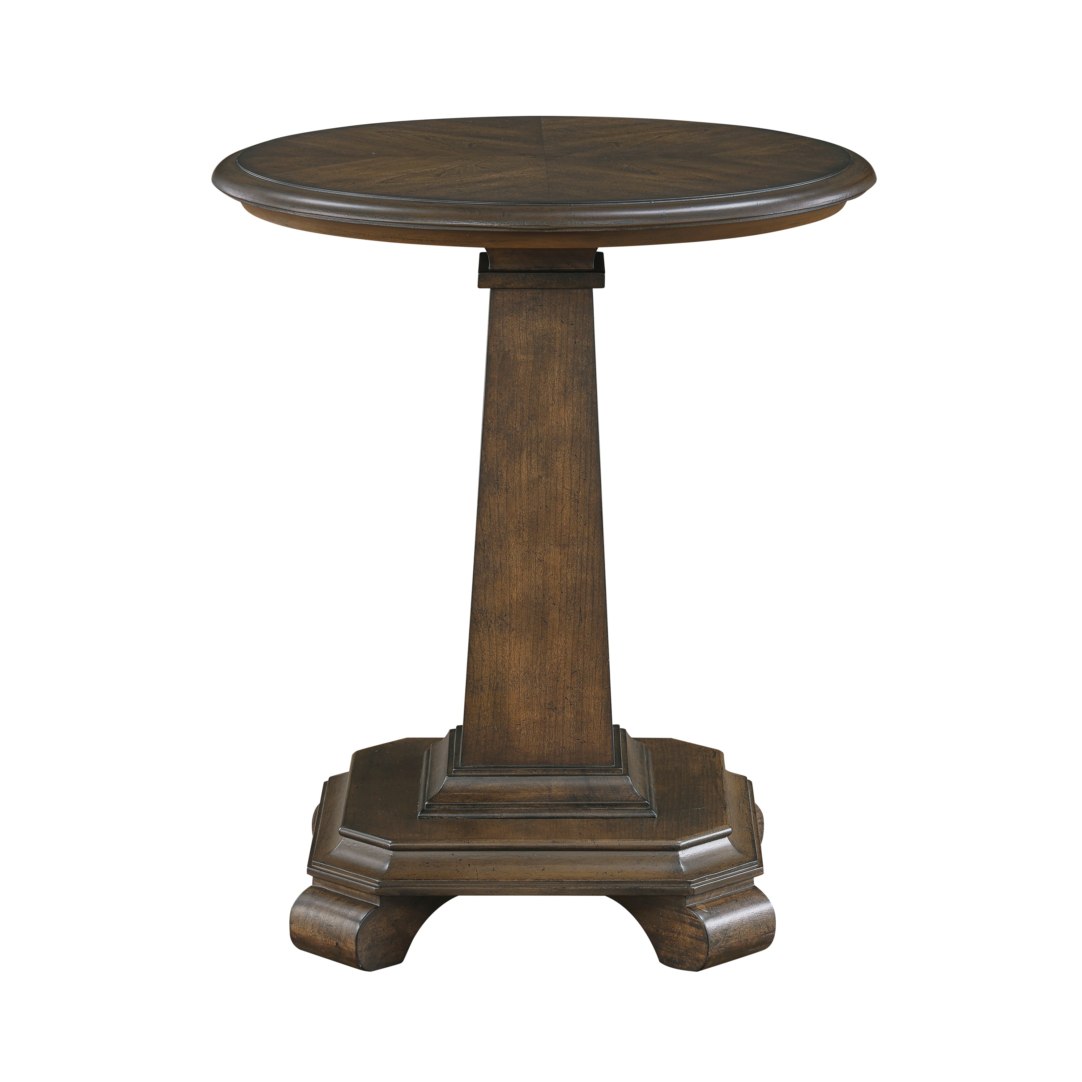 Classic Traditional Brown Finish Round Pedestal End Table Durable Wood Living Room Furniture 1pc