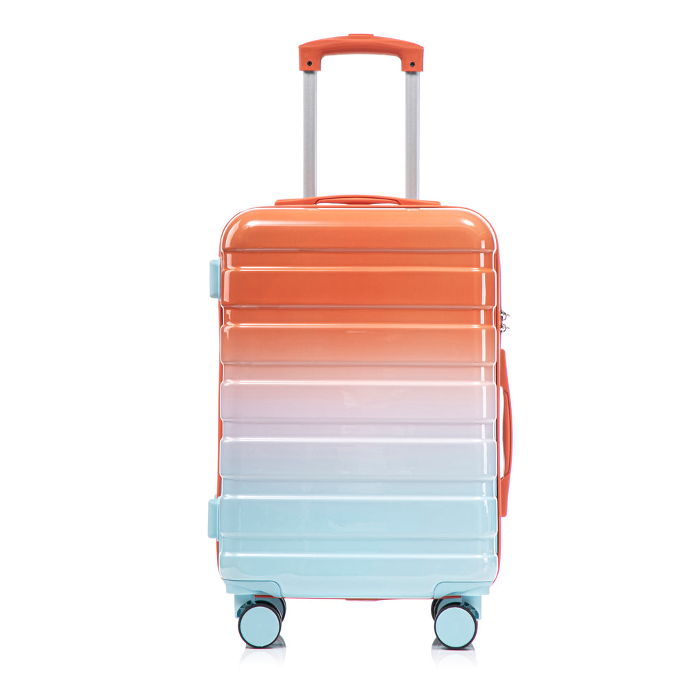 20" Carry-On Suitcase + 14" Cosmetic Case Set (PC Hard Shell, Gradient Blue/Red)