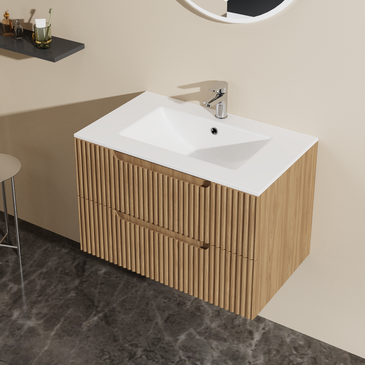 30 inch Undermount Ceramic Sink for Bathroom Vanity, White
