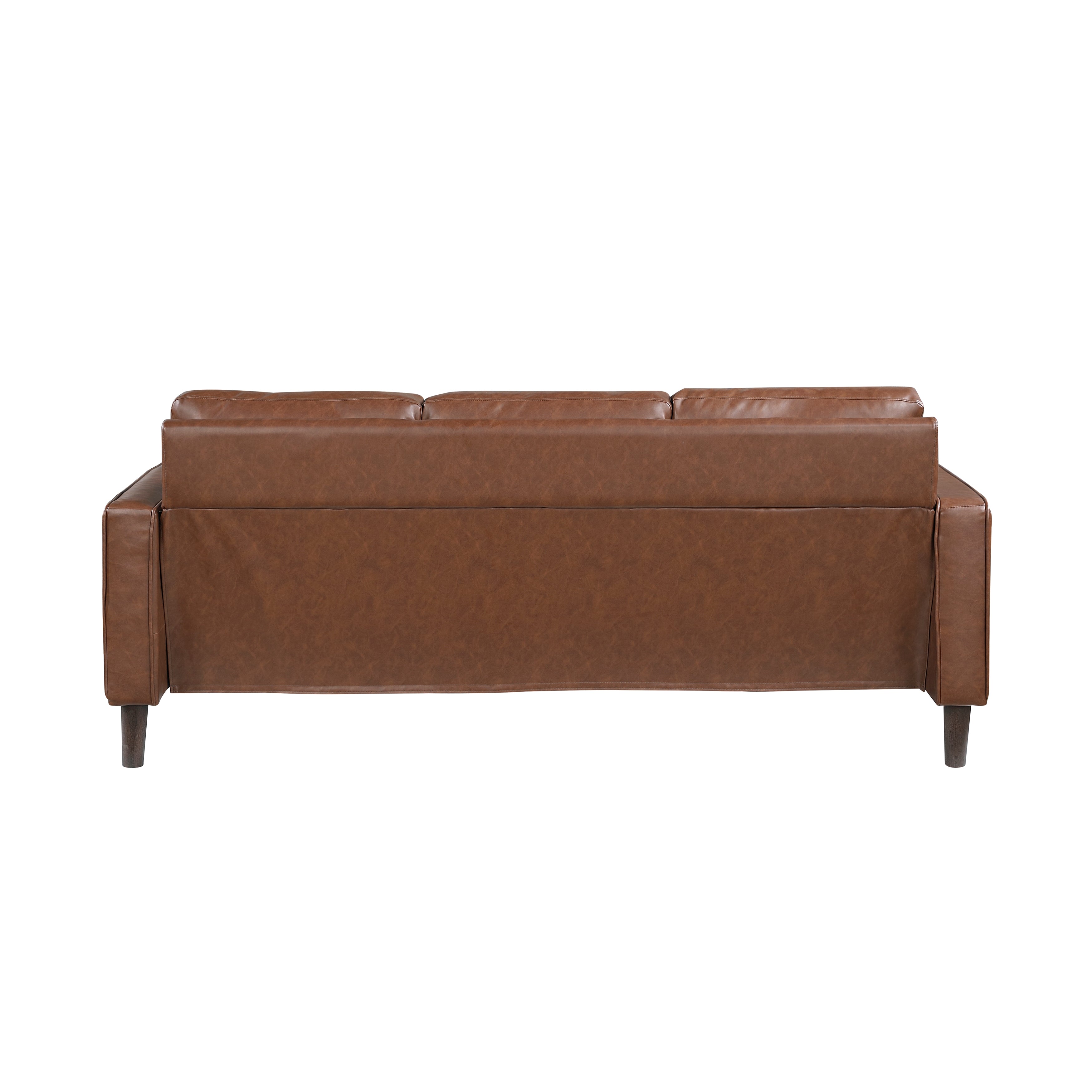 Modern Living Room Furniture 2pc Set Sofa Loveseat Chocolate Faux Leather Upholstered Cushion Back Seat Solid Wood