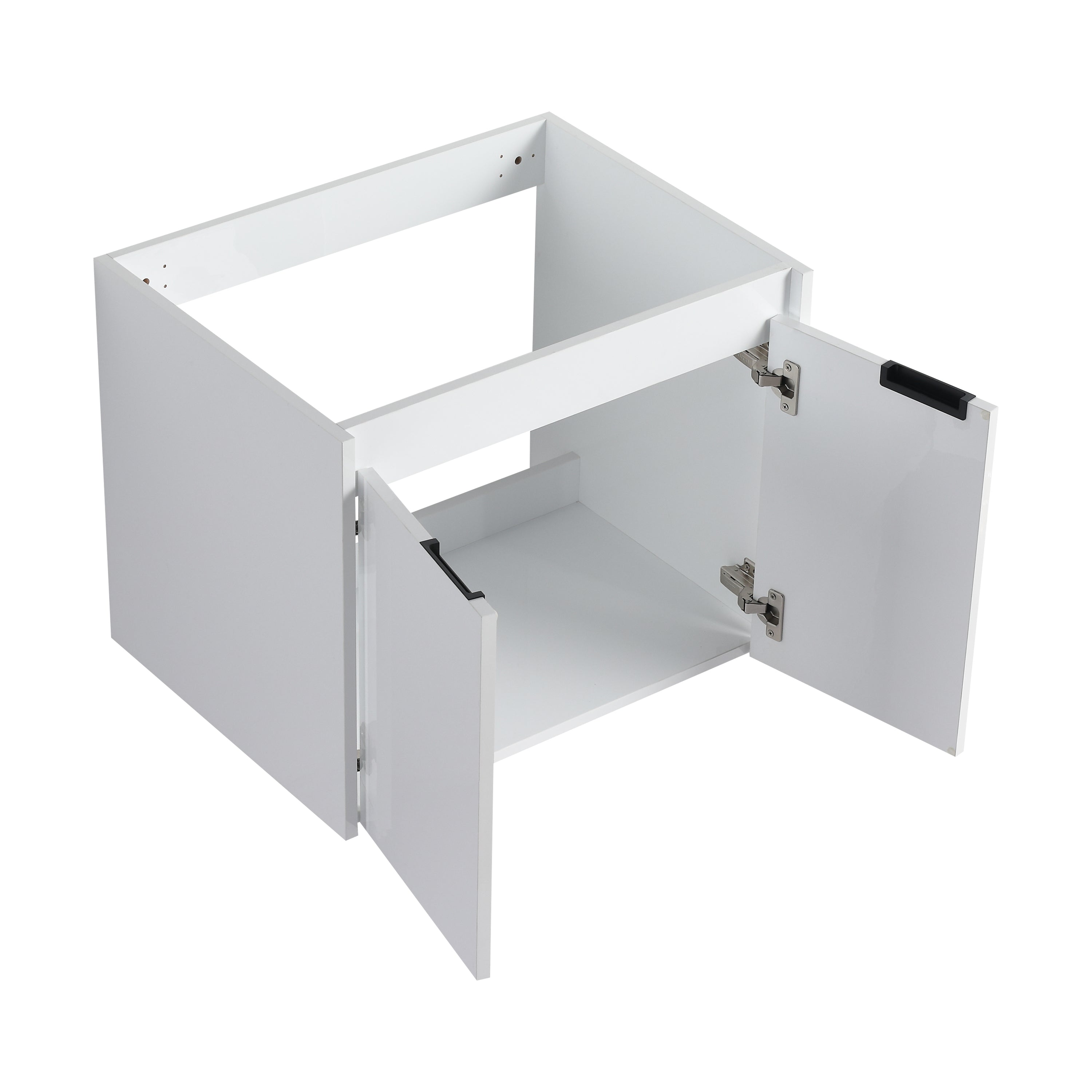 36" Bathroom Vanity With Resin Sink , 2-Soft Close Doors and 1-Side Cabinet, Float Mounting Design, Glossy White, Plywood(KD-Packing)