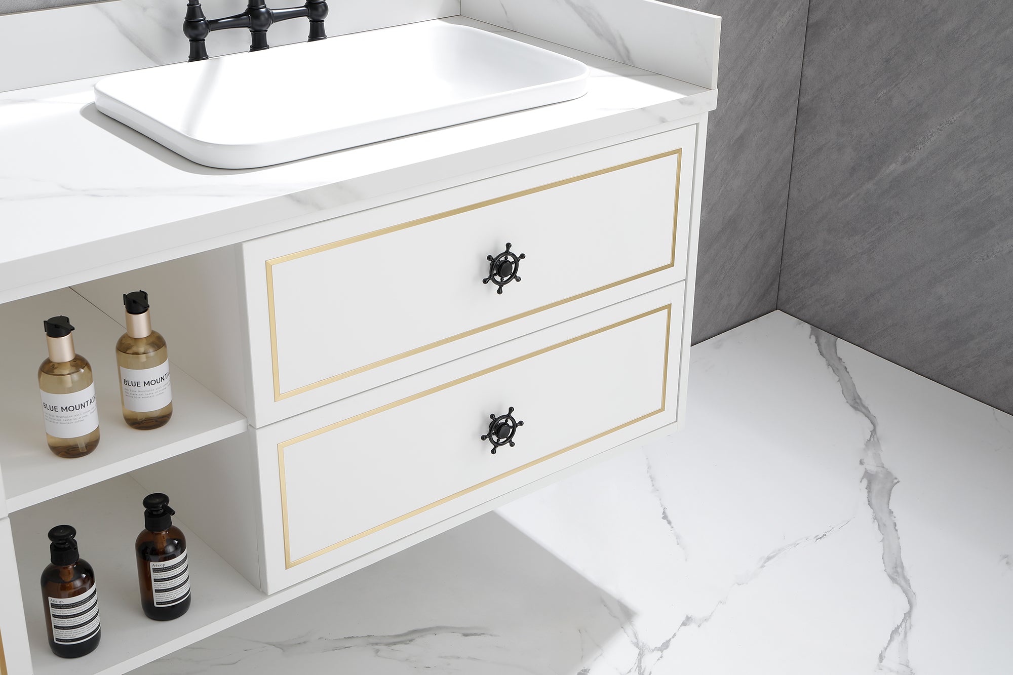 72" Wall Hung Bathroom Vanity Cabinet Fits Double Sinks, Cabinet Only (Countertop and Sinks Not Included)