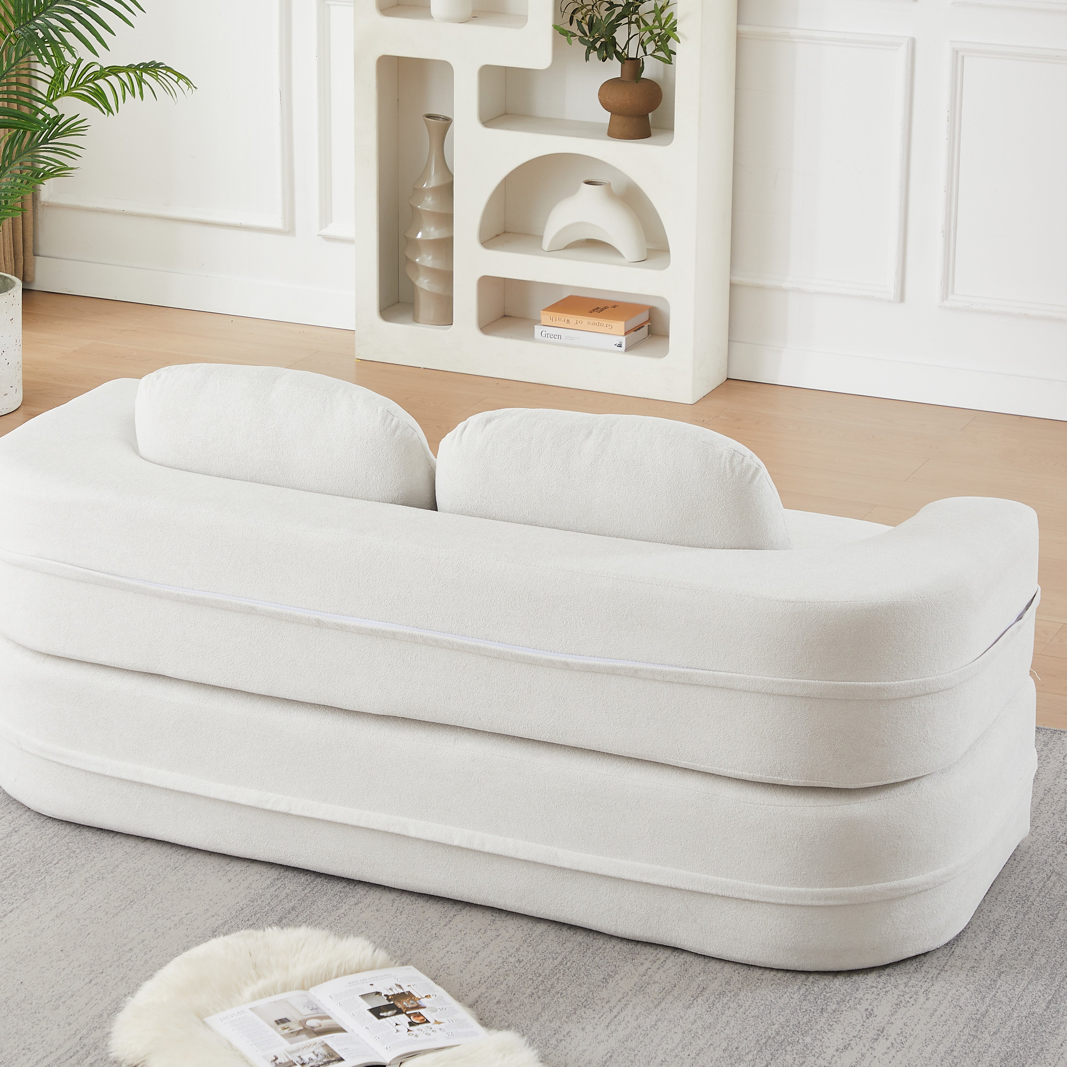 75''2-in-1 Foldable Sofa,Convertible Sleeper Foam Sofa Bed with Multi Functional Blanket, Chenille Floor folding sofa bed,  Floor Sofa Lounge Sofa for Living Room Bedroom Lounge Studio