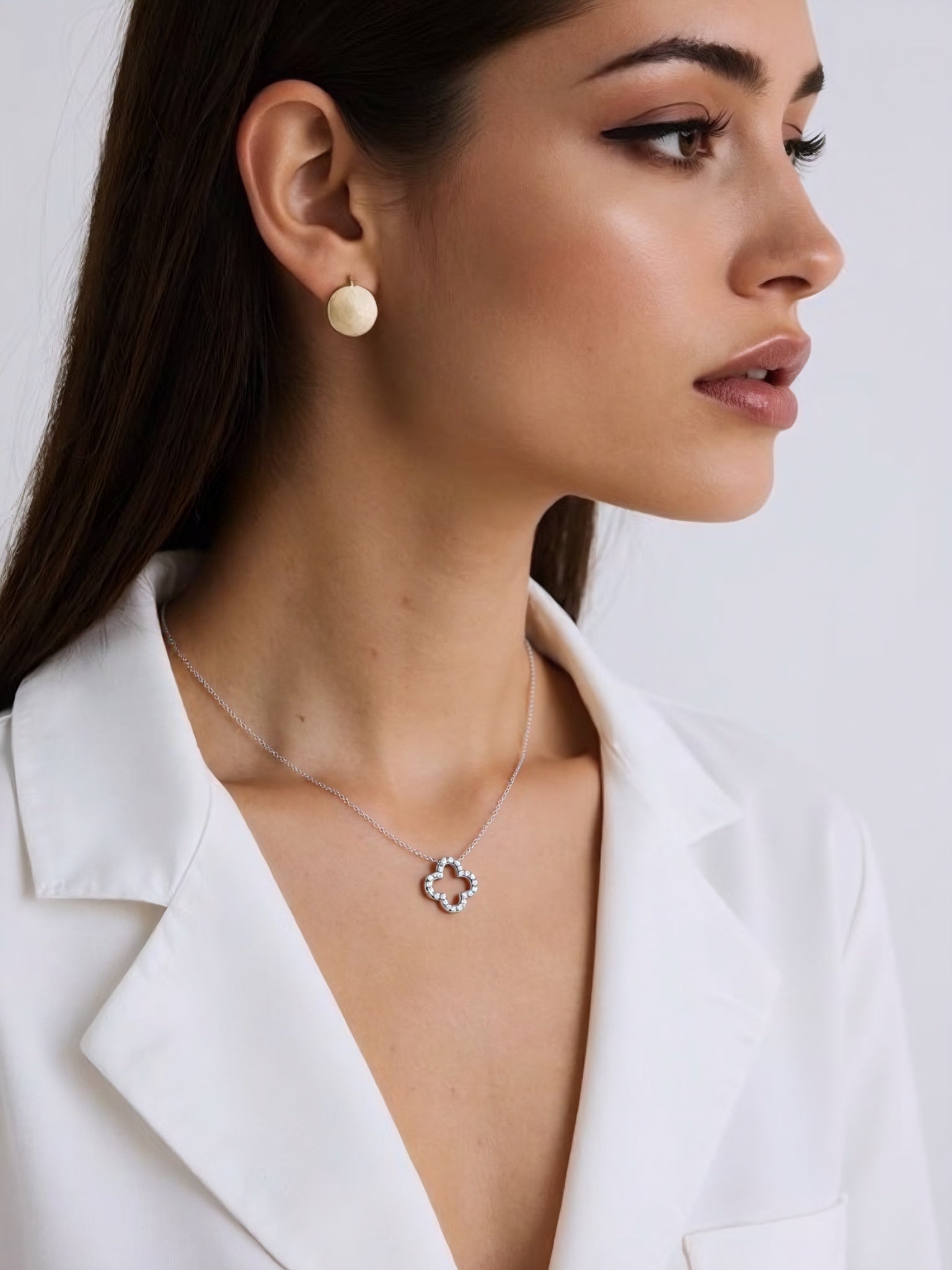 Heart Loop S925 Silver White Diamond Necklace
