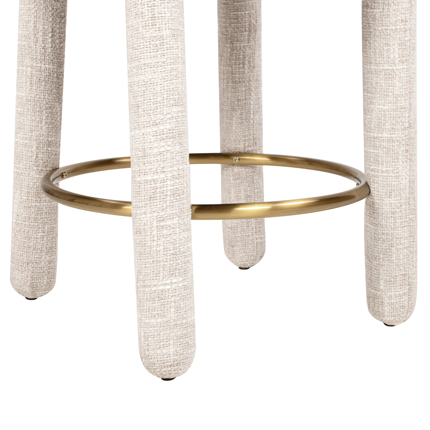 Penny 26.5" Round Arched Upholstered Counter Stool, Set of 2, Travertine Beige Chenille