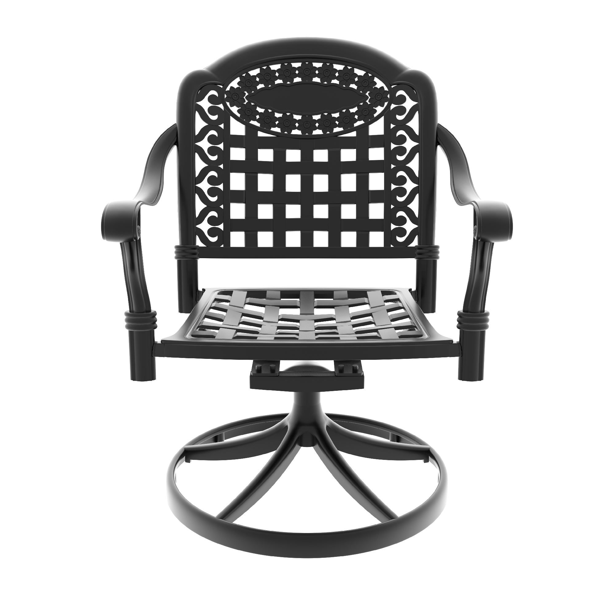 5-Piece All-Weather Cast Aluminum Dining Set, Include 4 Swivel Chairs and 39.37" Round Table With Black Frame (same sku: W1710S00438 )