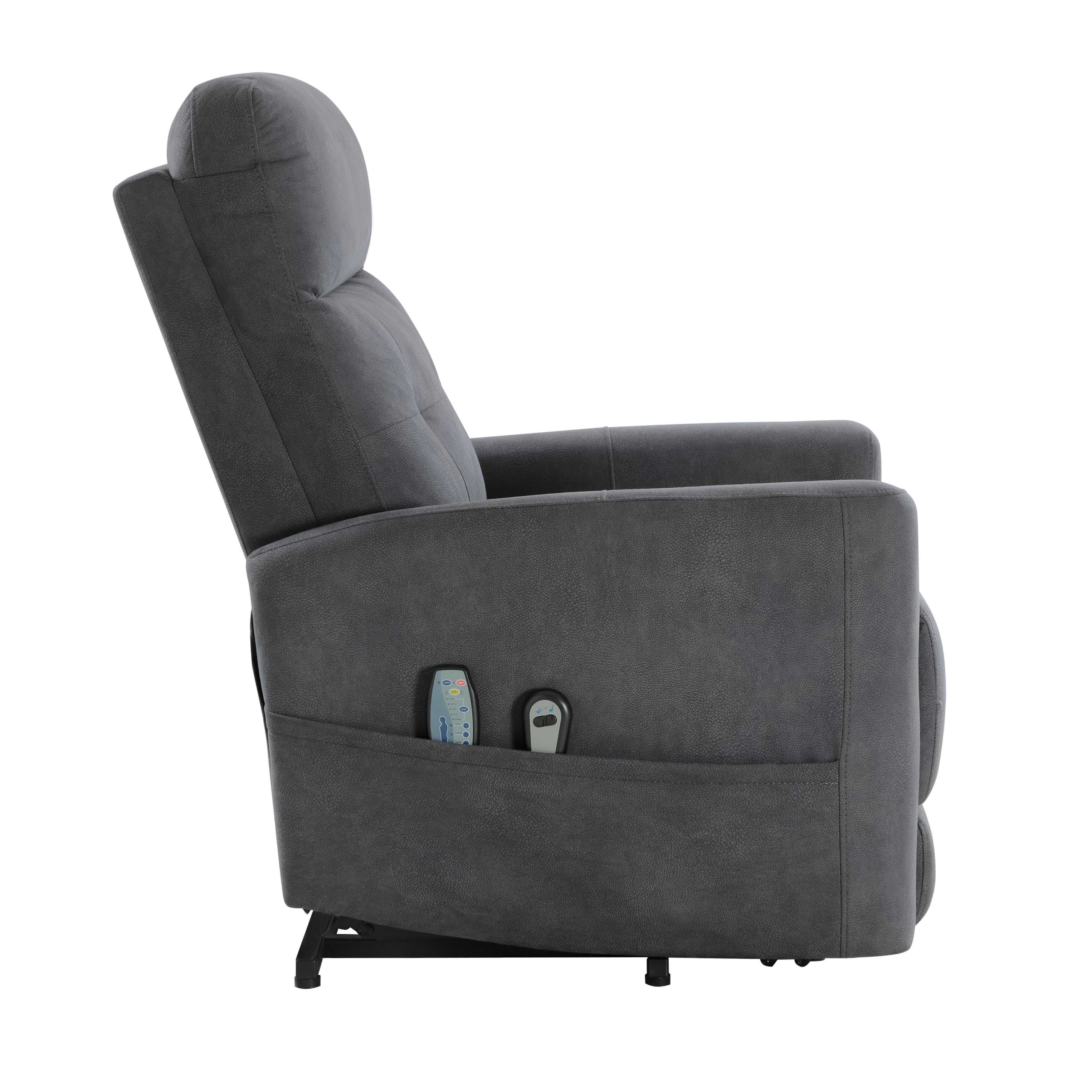 Power Lift Chair with Massage and Heat Comfort Dark Gray Upholstery Living Room Furniture 1pc Power Reclining Motion Chair