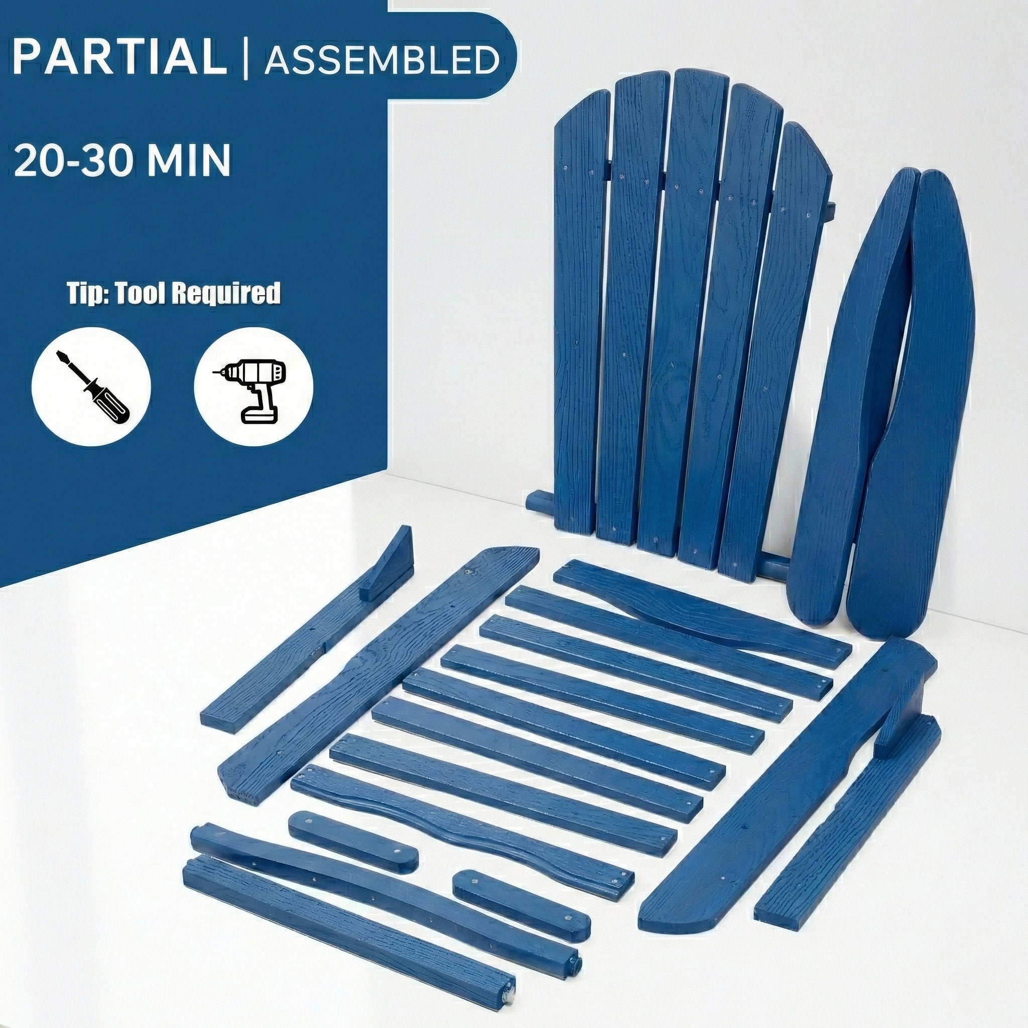Embossed Wooden Outdoor Folding Adirondack Chair with Pre-Assembled BackRest & SeatBoard,Wood Patio Chair for Garden Backyard Porch Pool Deck Firepit with Wood Grain