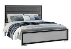 ADELAIDE GREY BLACK KING BED W/LED