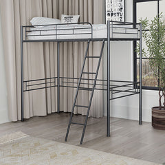 Myles Twin Loft Bed White, Silver & Black