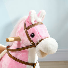 Qaba Rocking Horse Toddler Ride On Horse with Sound Saddle, Pink