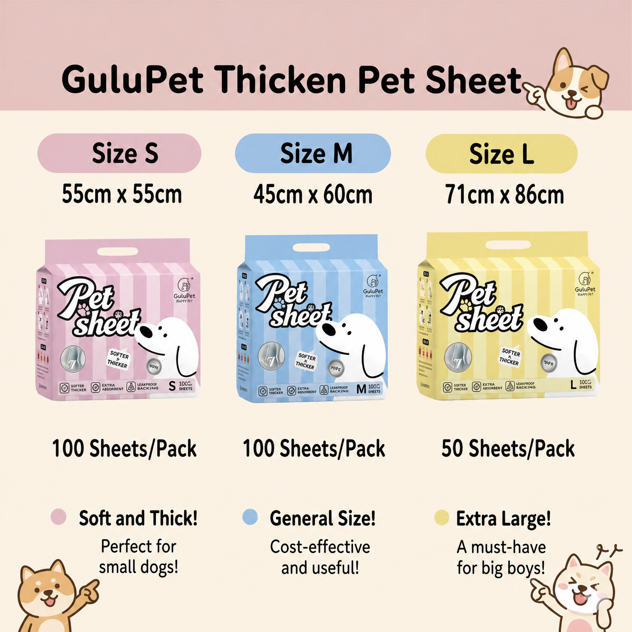 GuluPet - Premium Thickened Pet Training Pads 7 Layers
