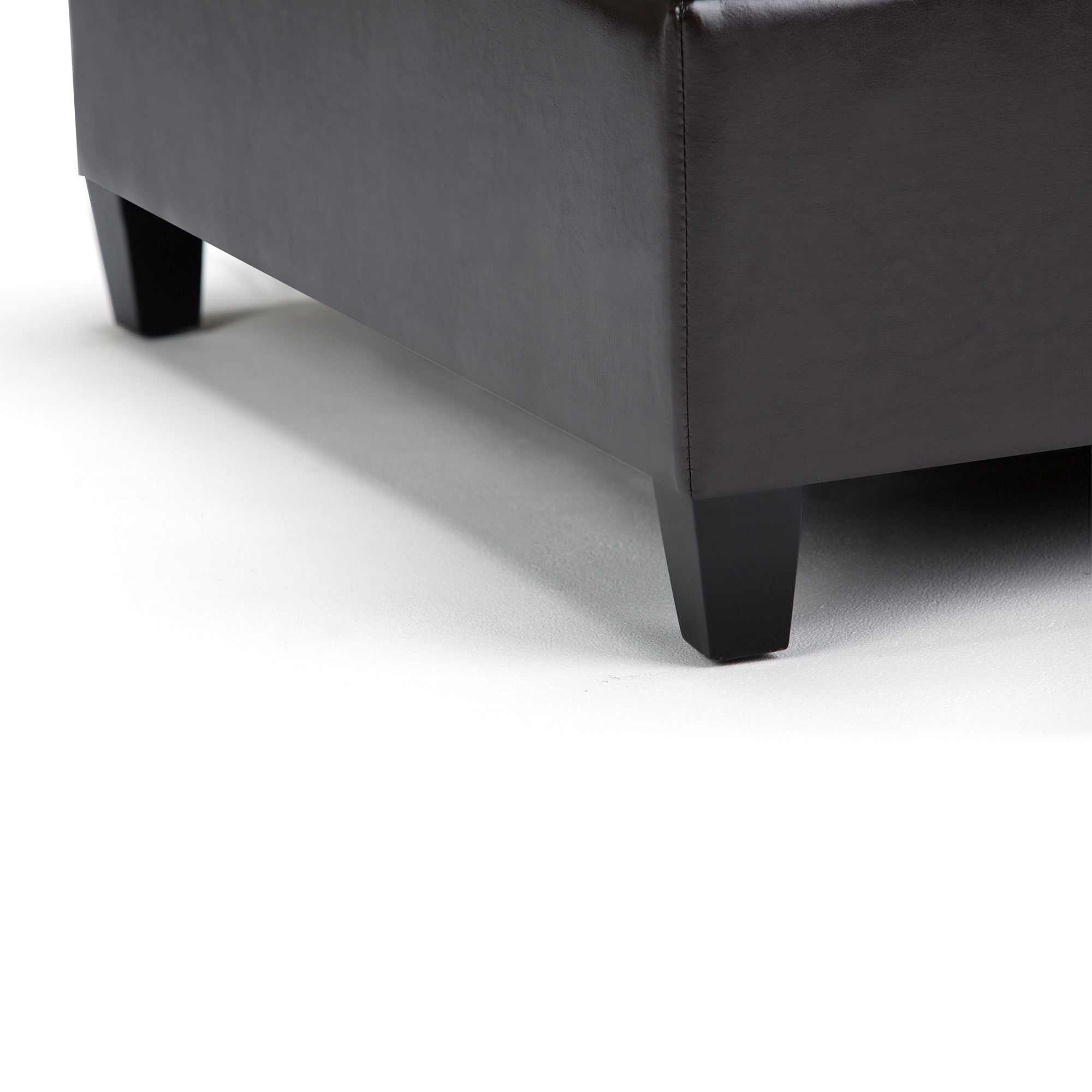 Harrison 36 inch Wide Coffee Table Storage Ottoman in Tanners Brown Vegan Leather
