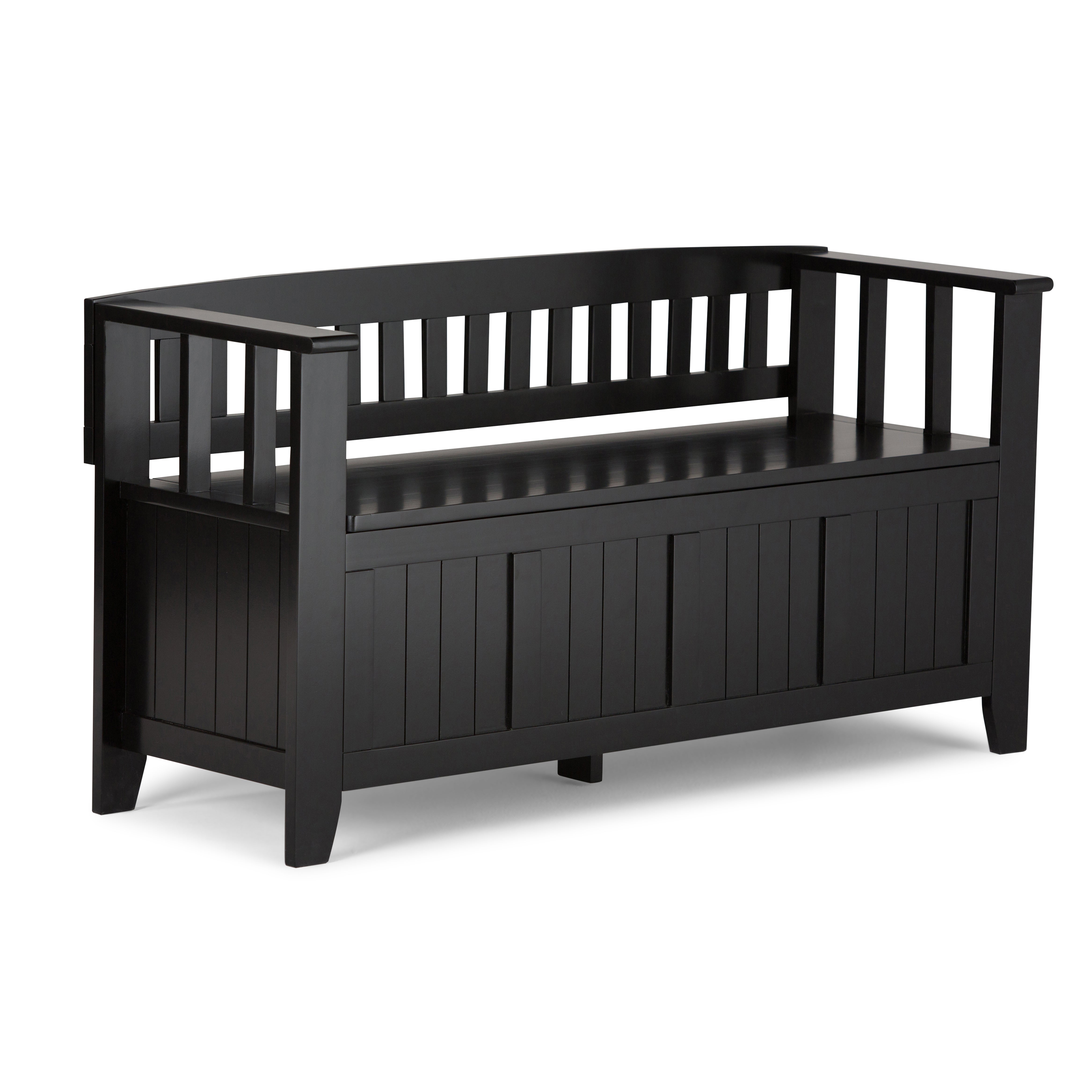 Acadian 48 inch Wide Solid Wood Entryway Storage Bench in Black