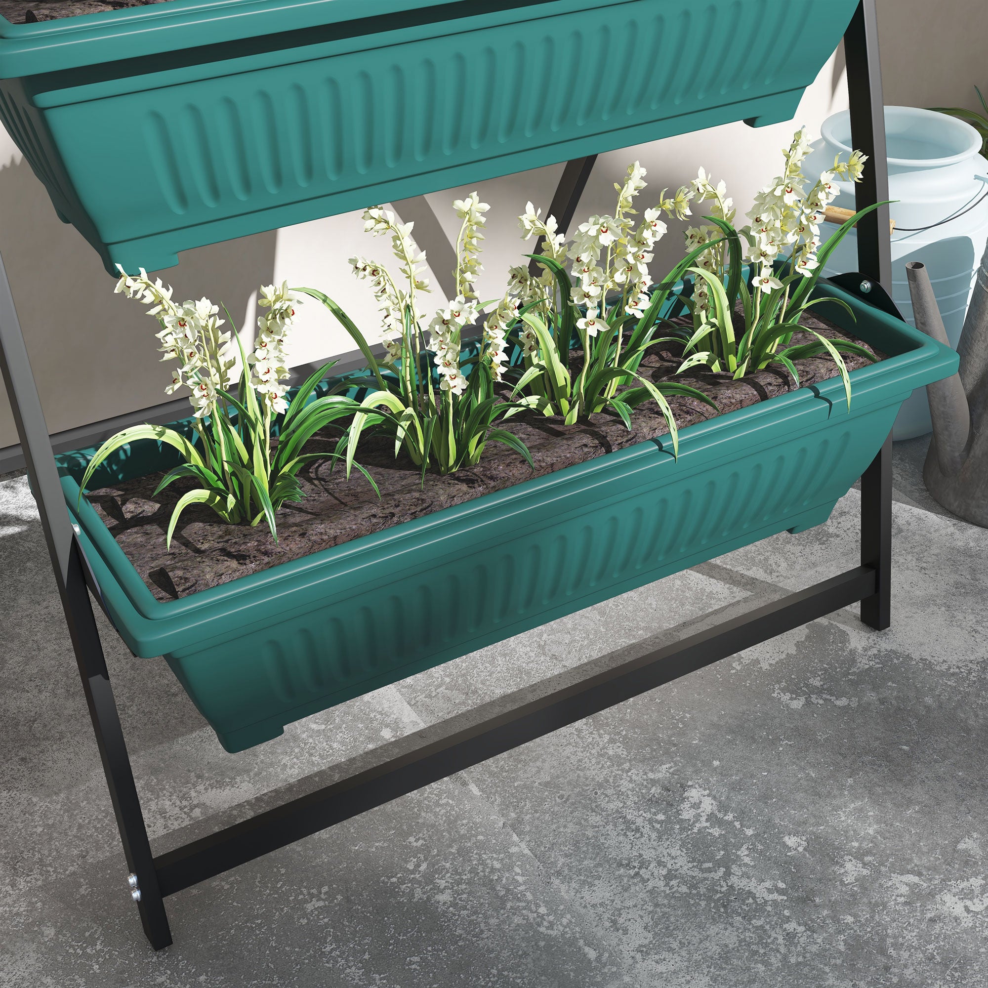 Outsunny 4-Tier Vertical Raised Garden Planter with 4 Boxes, Outdoor Plant Stand Grow Container for Vegetable & Flowers, Green