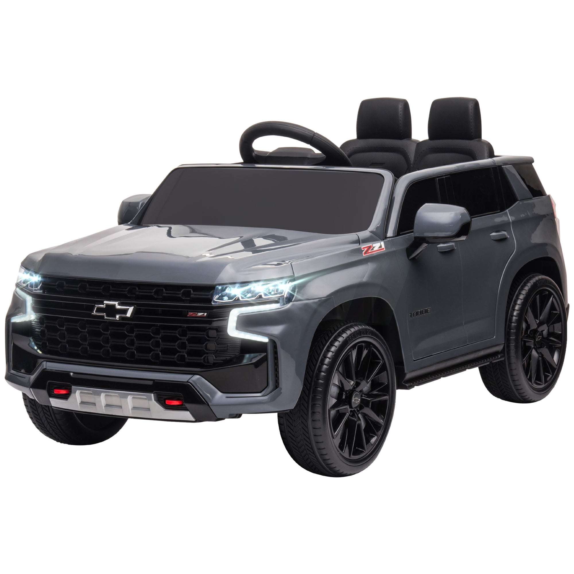 Aosom Licensed Chevrolet Tahoe Ride On Car, 12V 7AH Battery Power Ride On Toy with Parent Remote Control, LED Lights, Music, 4 Wheeler Suspension, 3 Speeds, Kids Electric Vehicle for Aged 3+, Gray