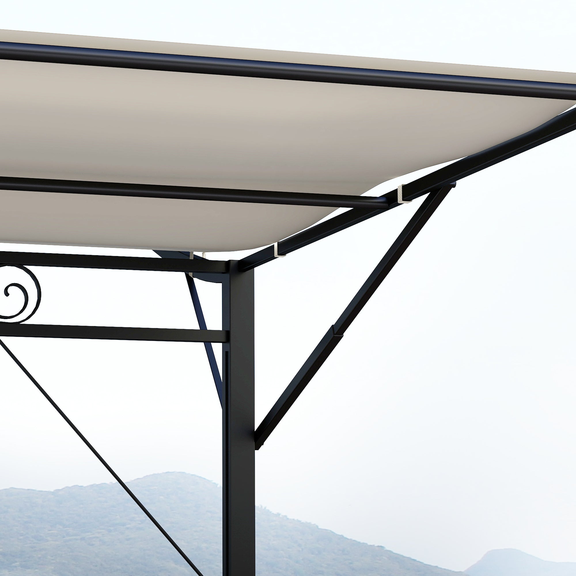 Outsunny 10' x 8' Outdoor Pergola and Patio Gazebo for Garden, Camper, Deck, Doors and Windows, Cream White