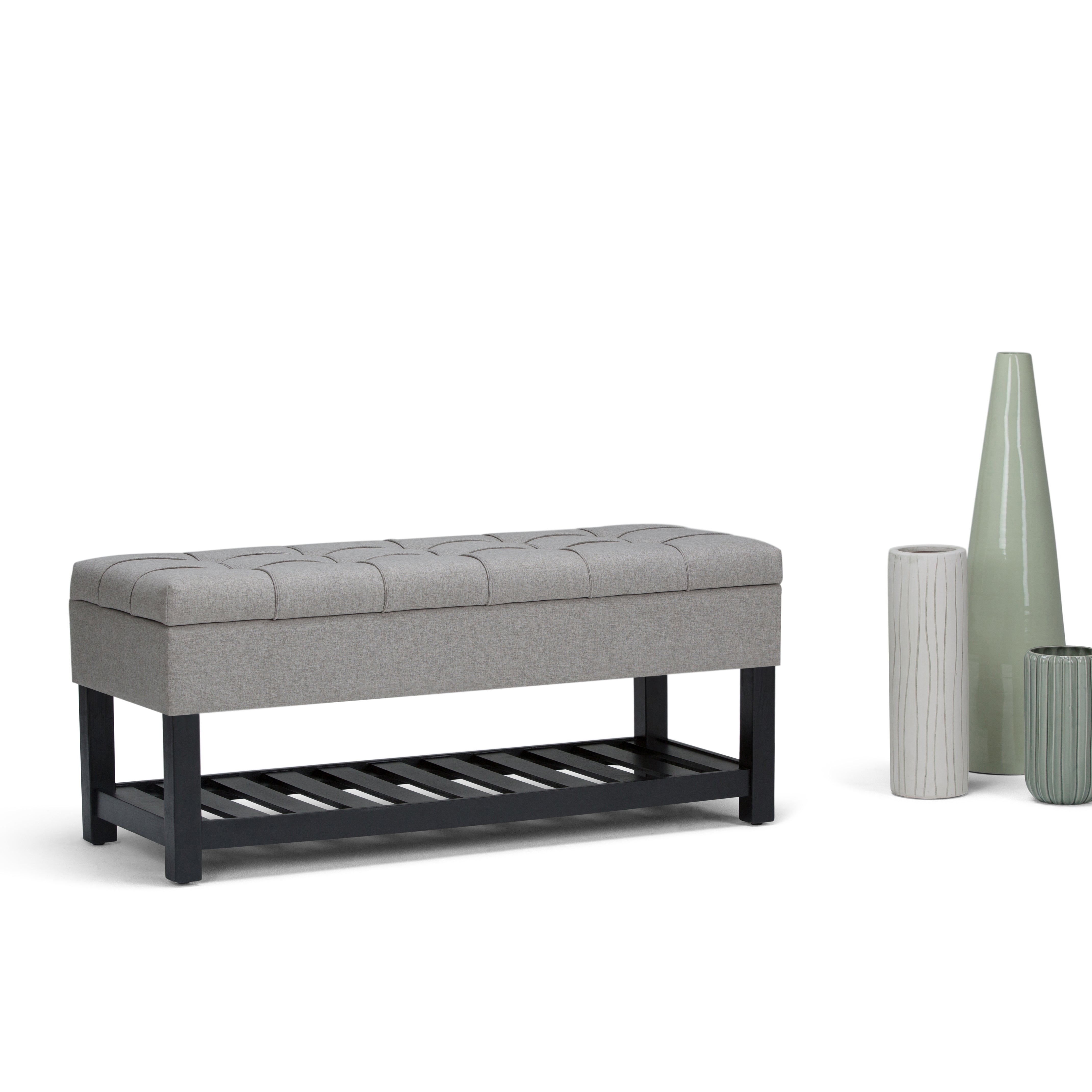 Saxon - Storage Ottoman Bench - Dove Grey