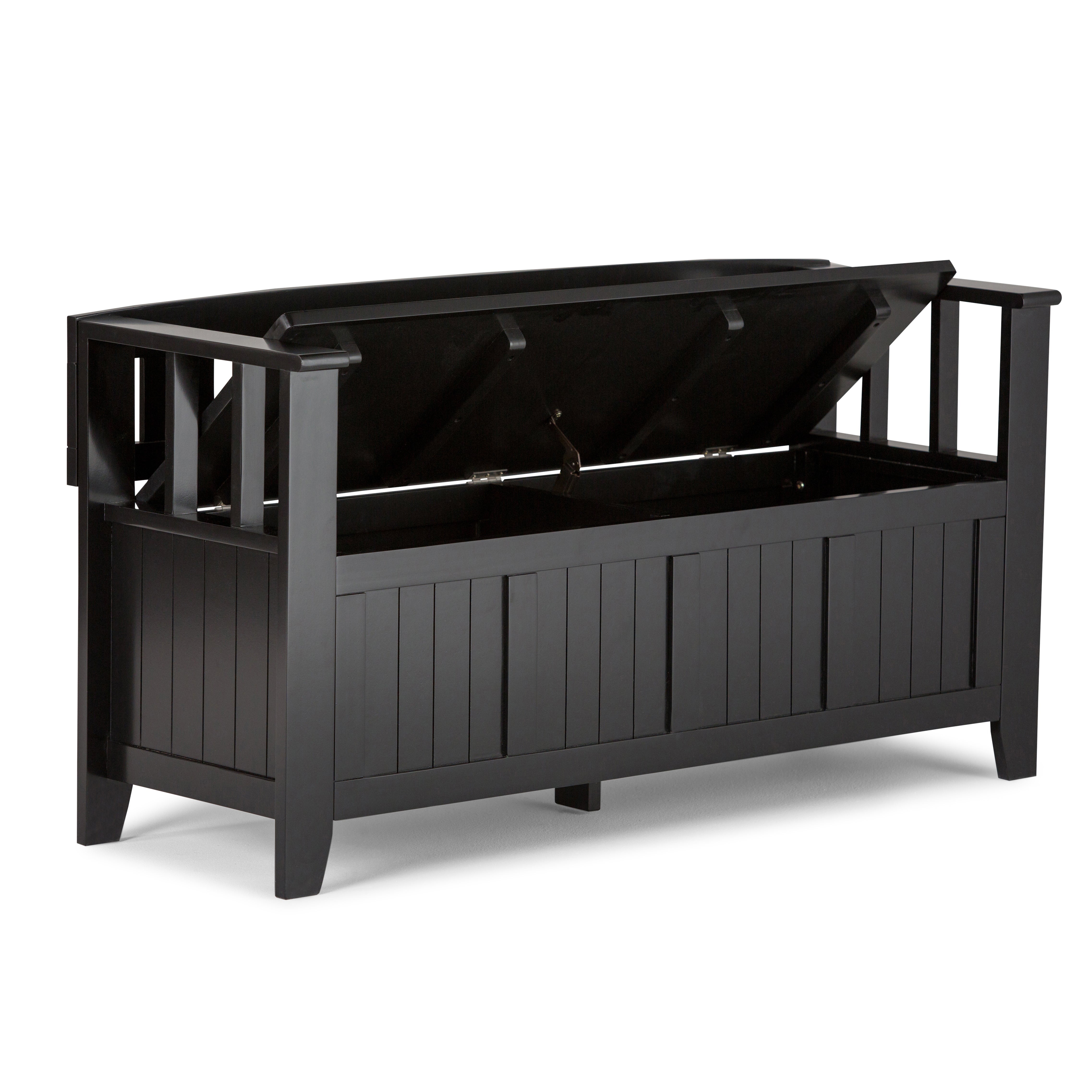 Acadian 48 inch Wide Solid Wood Entryway Storage Bench in Black
