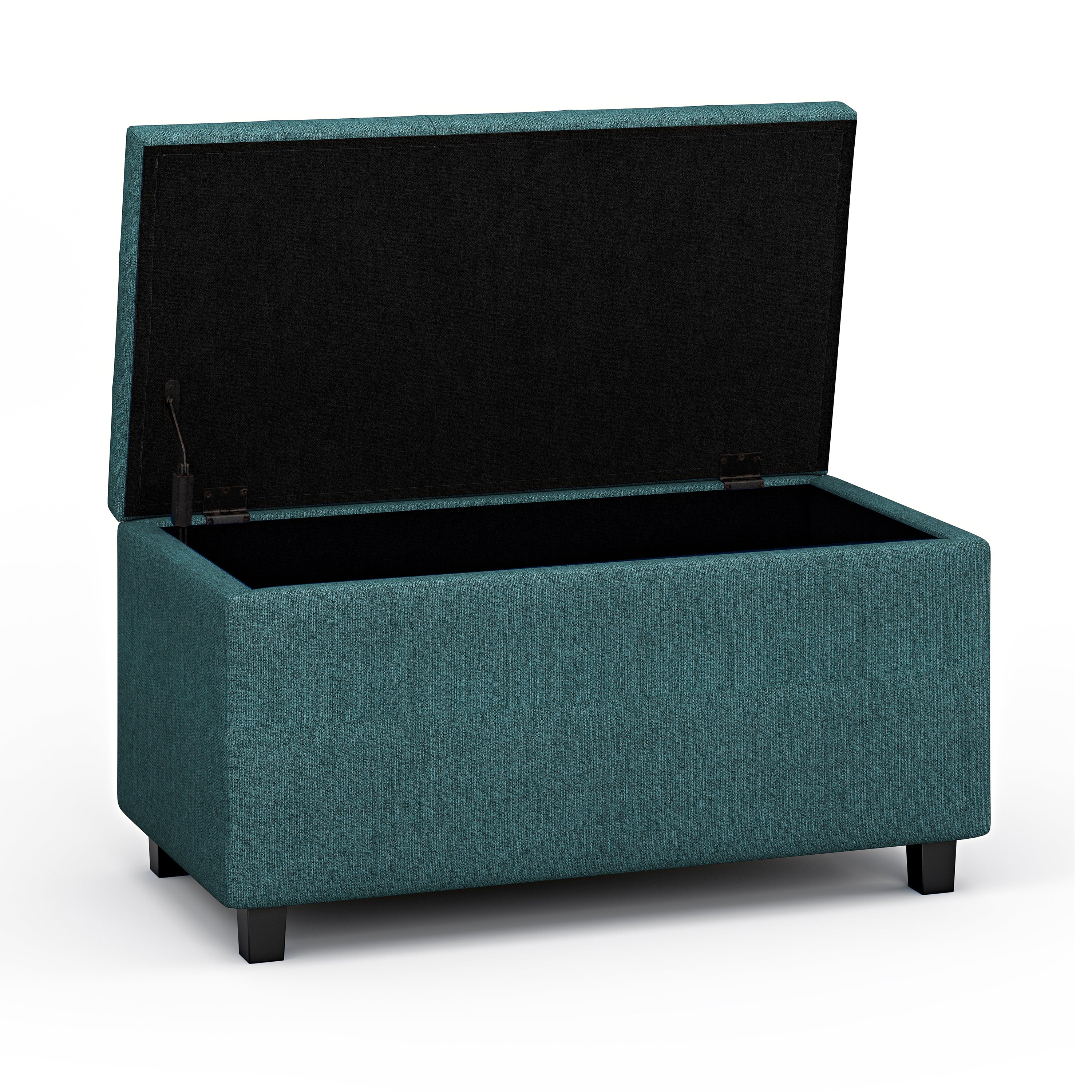 Cosmopolitan 34 inch Wide Storage Ottoman in Teal Polyester Fabric