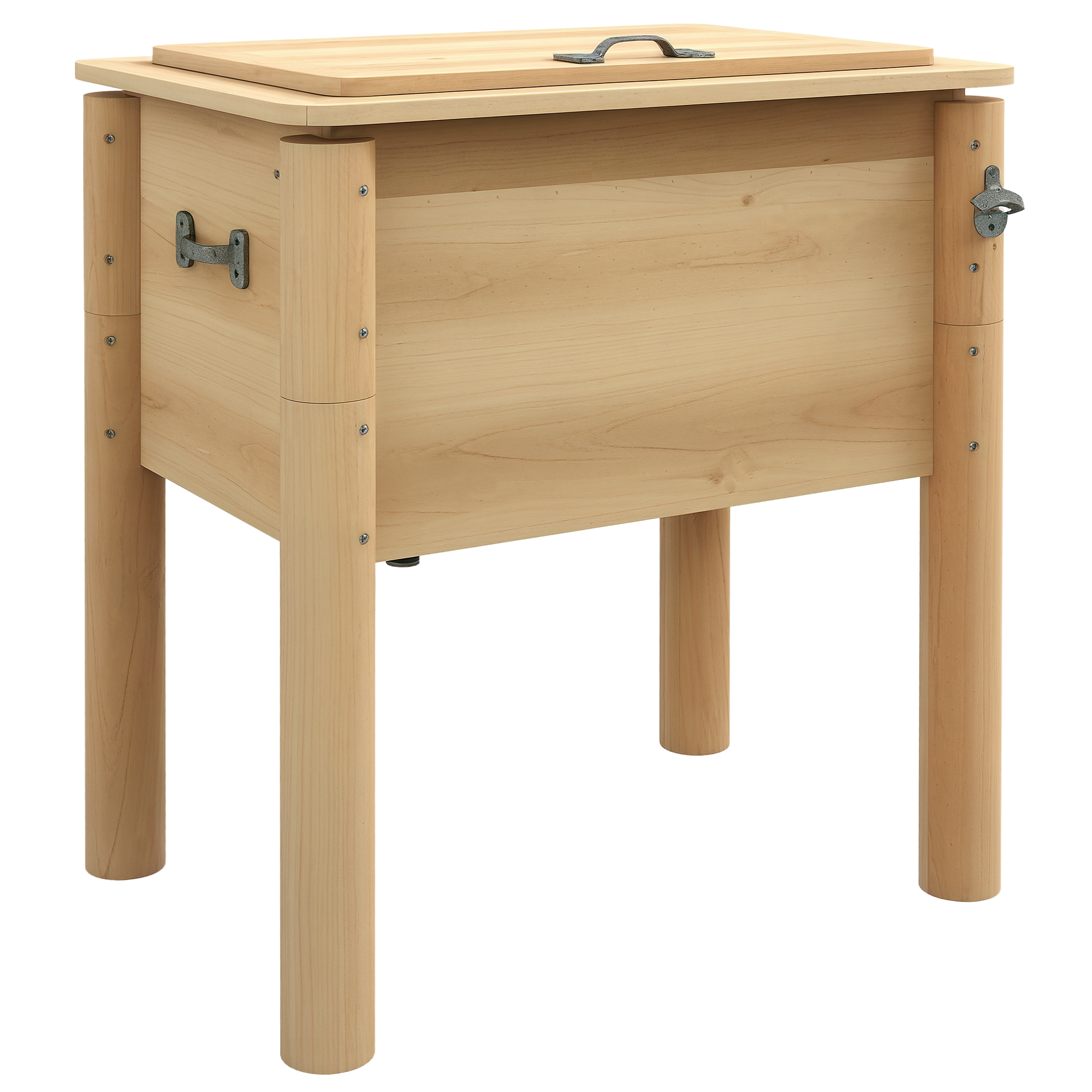 Outsunny Wooden Outdoor Cooler, Beverage Cooler with Bottle Opener for Backyard Deck Poolside Party, 54 Quart, Natural