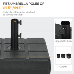 Outsunny Umbrella Stand for 1.5", or 1.9" Umbrella Poles, Fillable Umbrella Base, Black