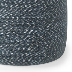 Bayley 20 inch Wide Round Pouf in Aegean Blue and Natural Braided Cotton