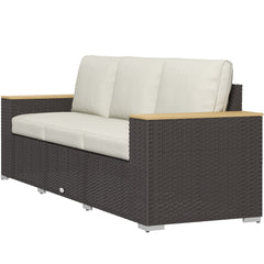 Outsunny 3-Seat Outdoor Patio Sofa, PE Wicker Outdoor Couch with  Extra Wide Deep Seat, Wide Armrests 4" Cushions, Beige