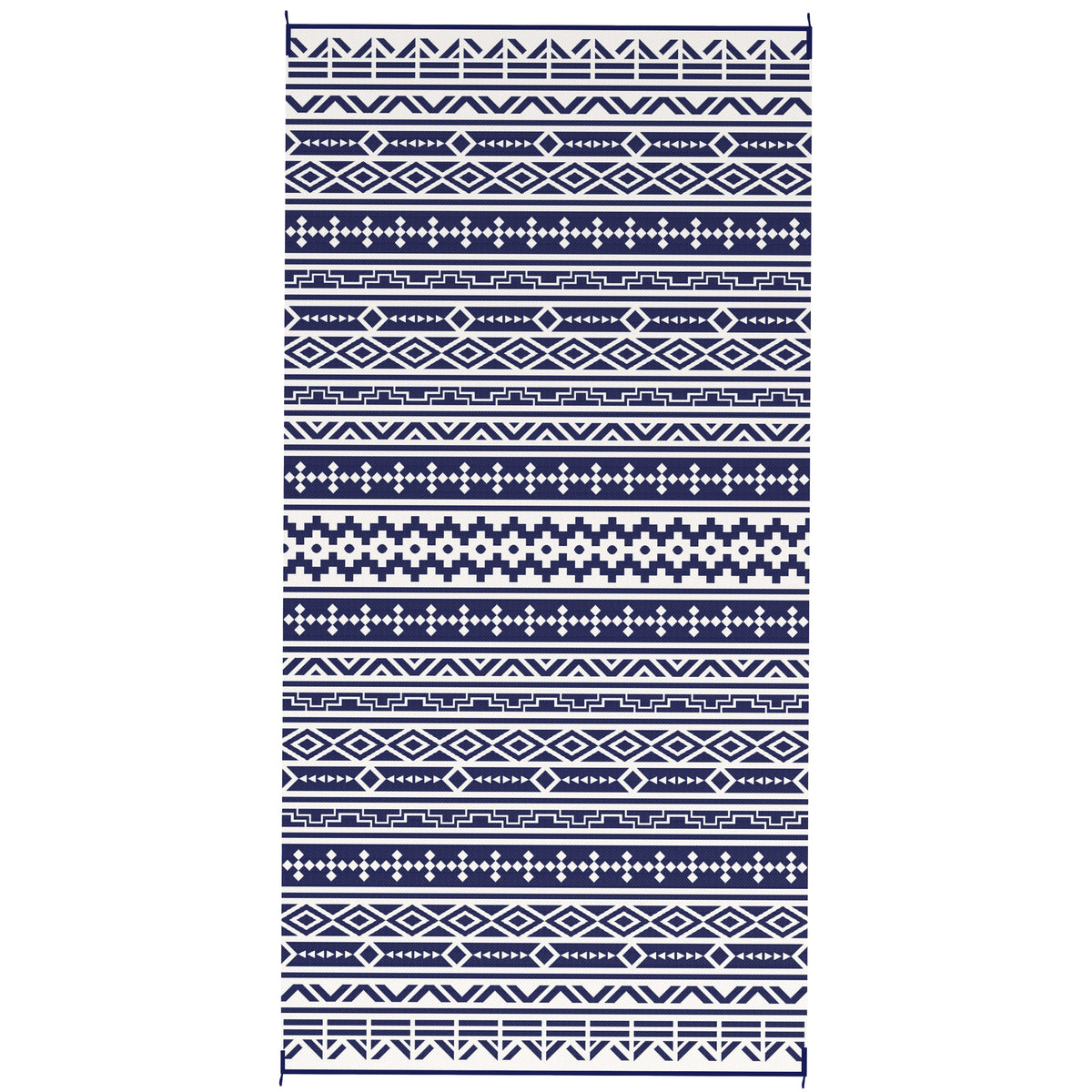 Outsunny Reversible Outdoor Rug, Waterproof Plastic Straw with Carry Bag, 9' x 18', Blue & White Geometric Wall