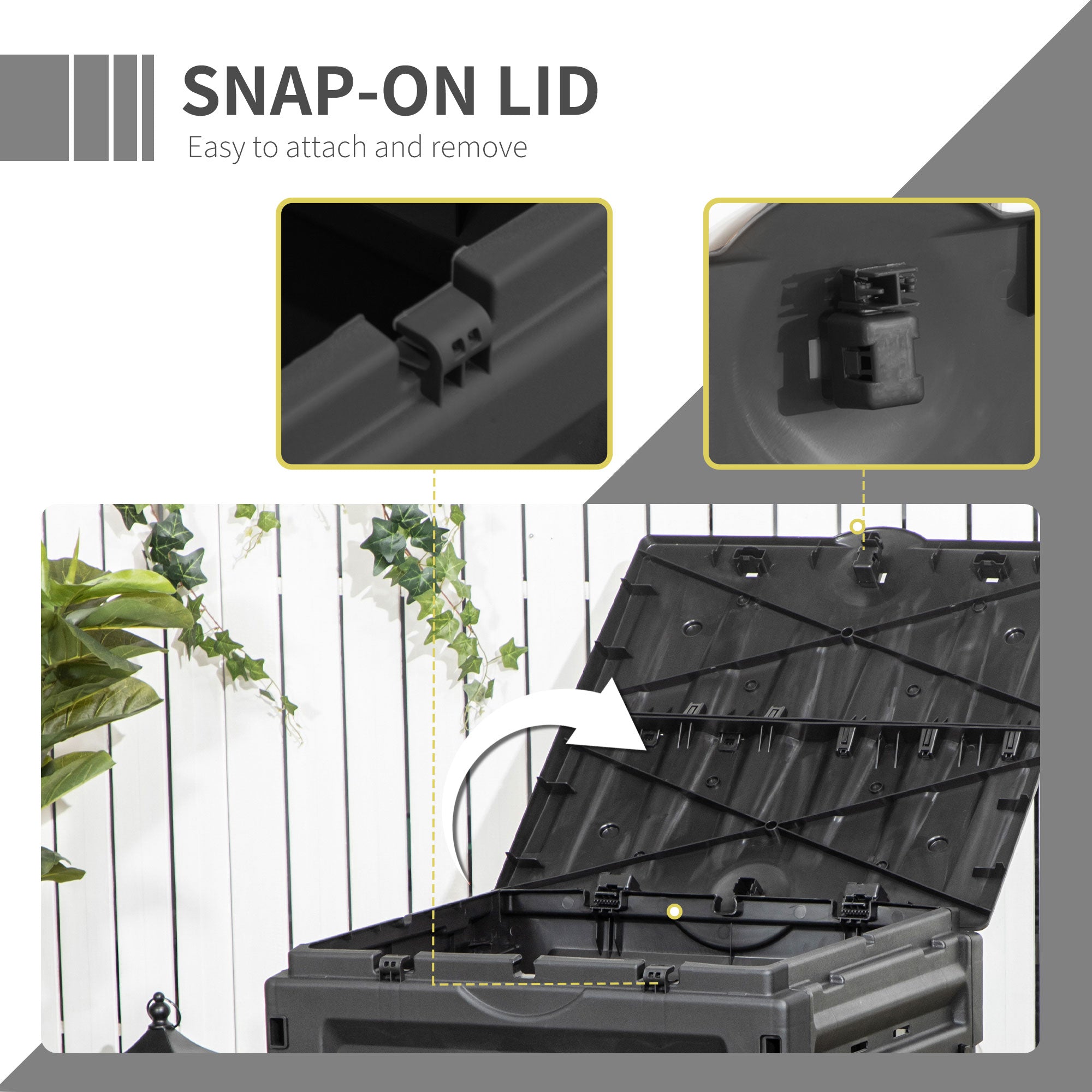 Outsunny Garden Compost Bin, 120 Gallon (450L) Garden Composter, BPA Free, with 80 Vents and 2 Sliding Doors, Lightweight & Sturdy, Fast Creation of Fertile Soil, Black